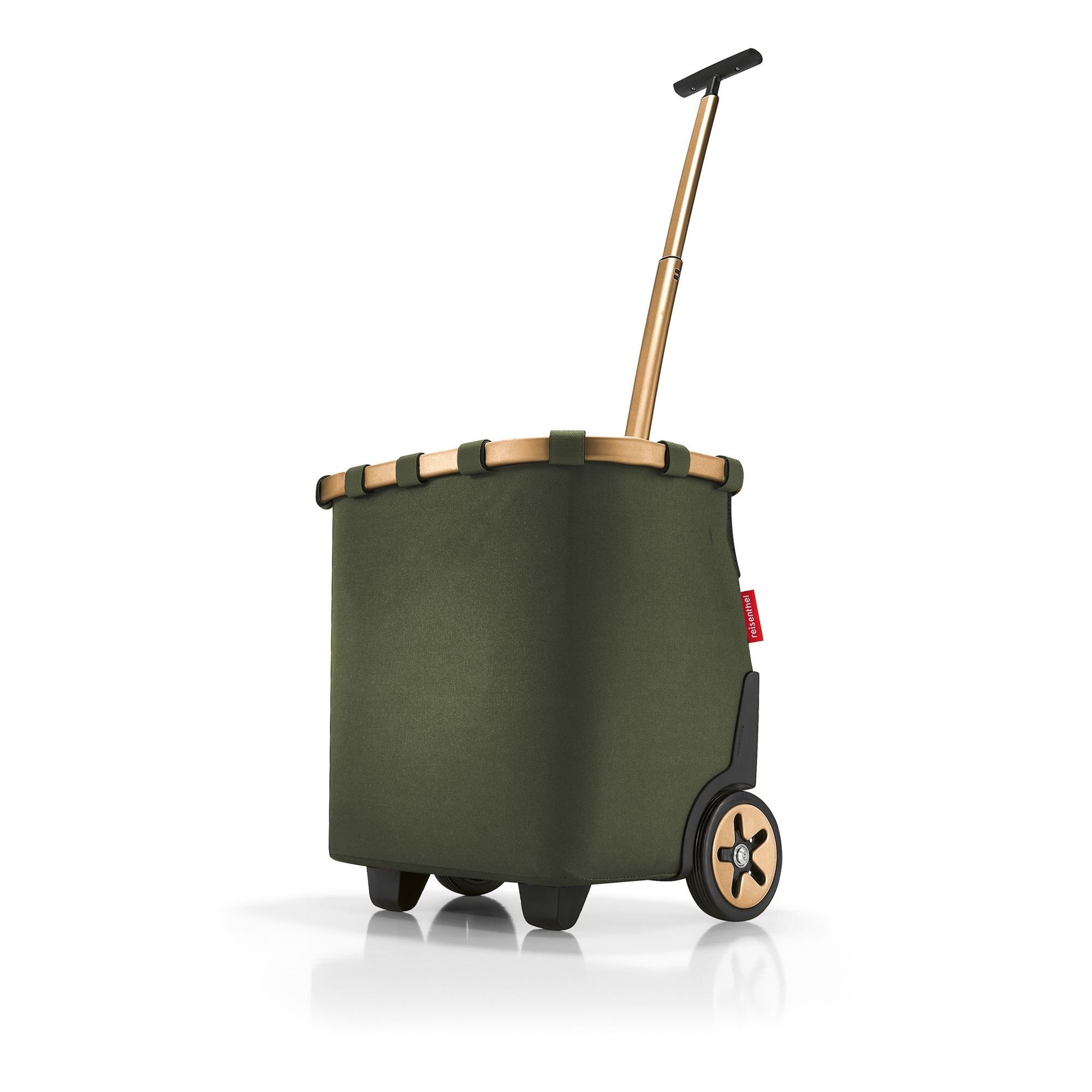 Sturdy olive green shopping trolley with wheels