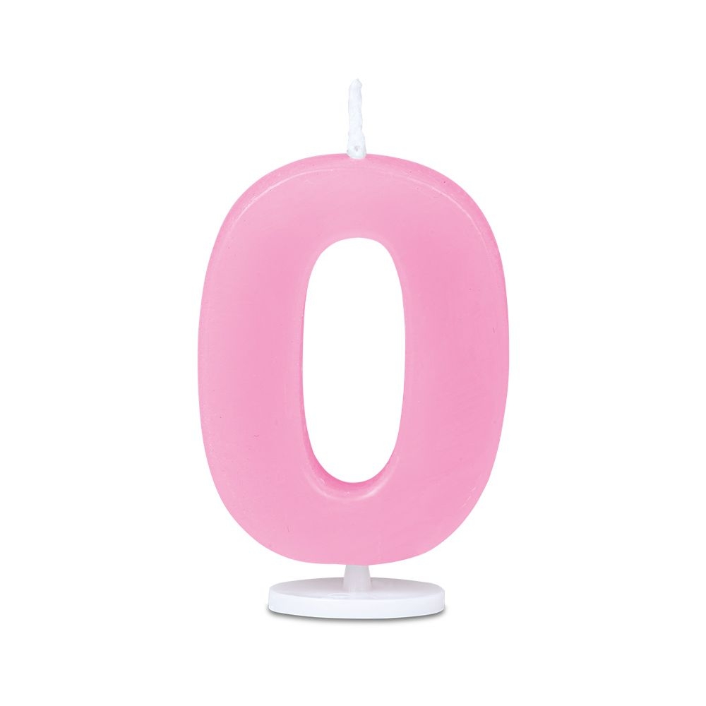 Städter - Kerze Ziffer - 4,5 cm - Rosa mit Halter