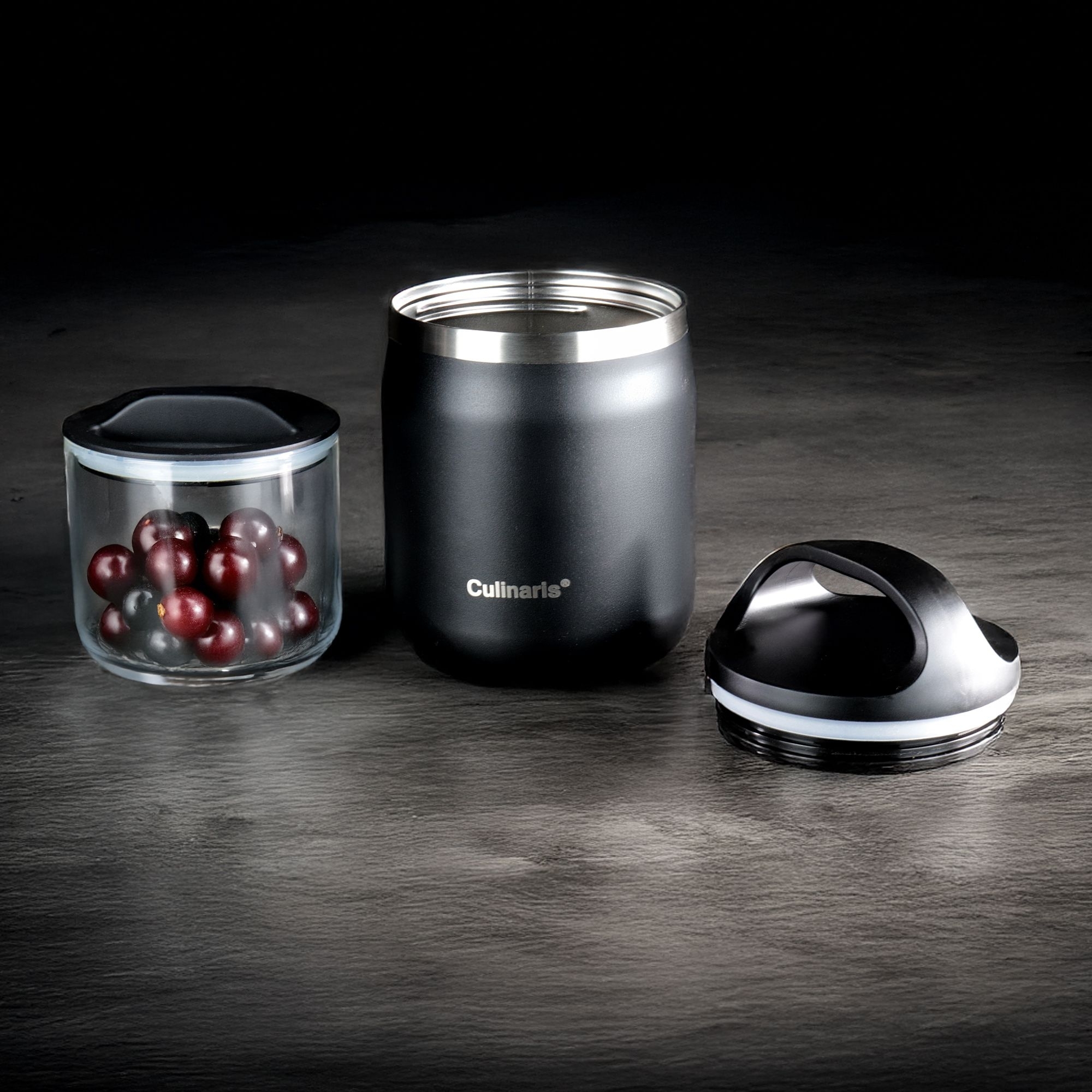 Culinaris Lunchpot Portare 600 ml black, 2-piece set