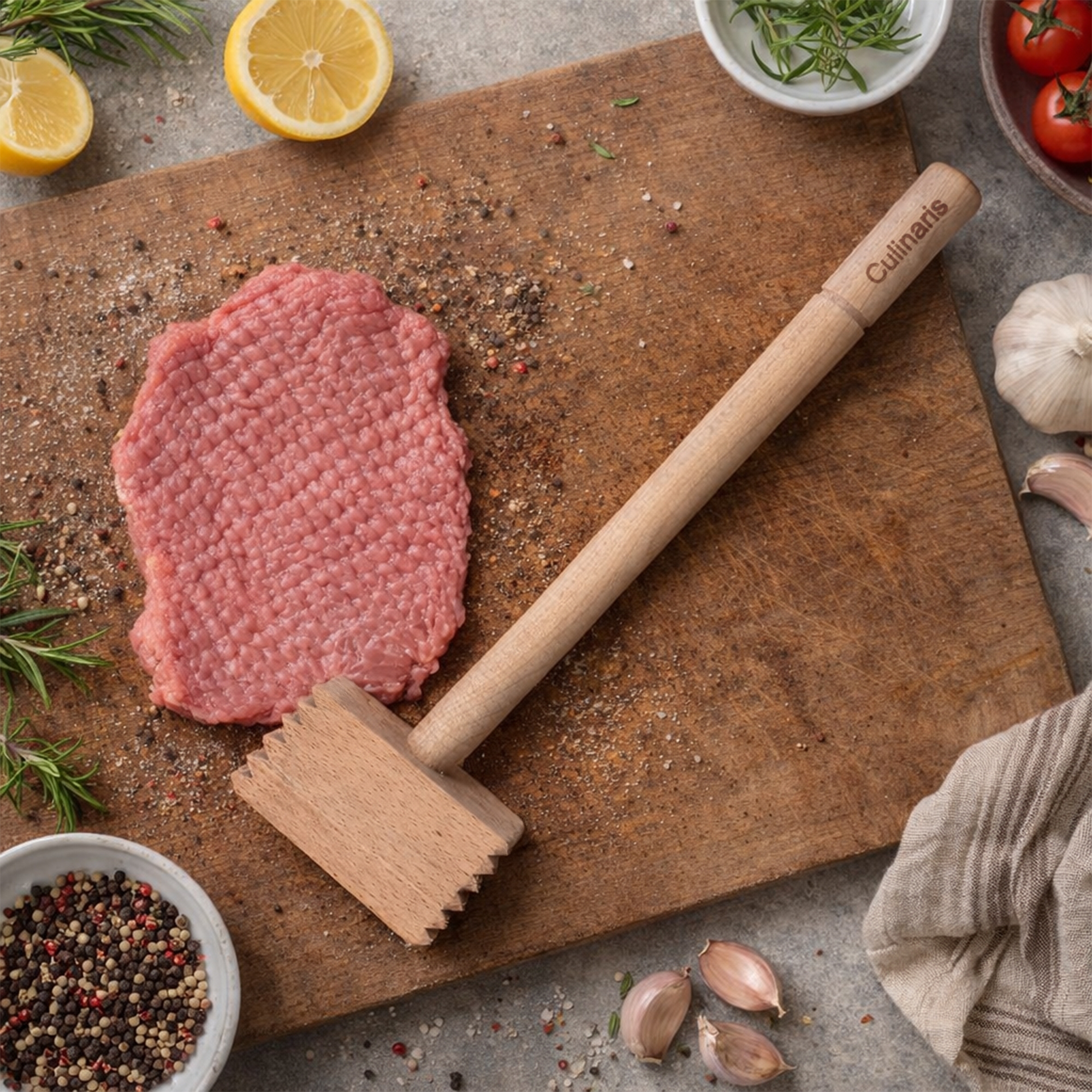 Culinaris beechwood meat tenderiser with 36 teeth