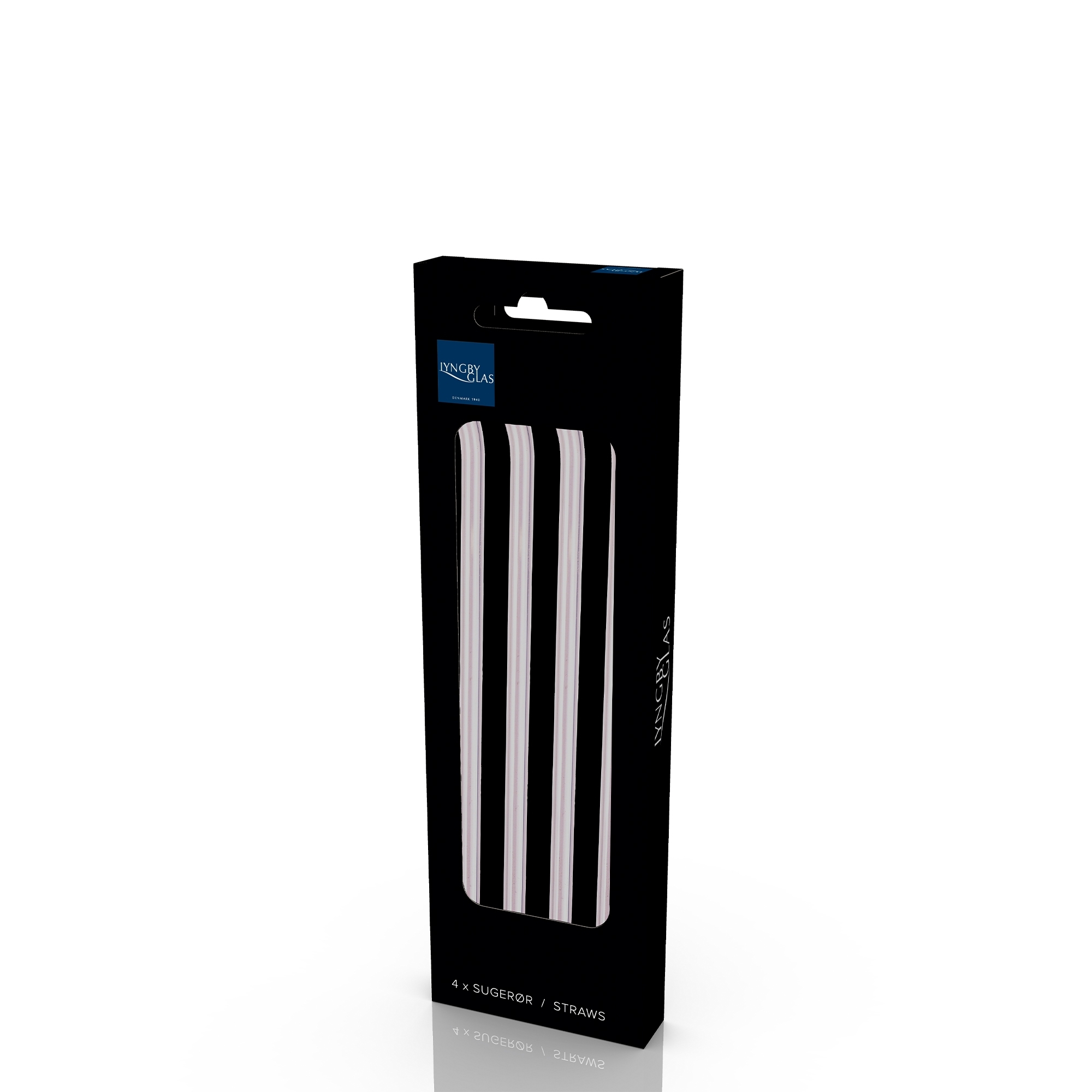Lyngby glass straw with bend - 4 pcs. - Pink