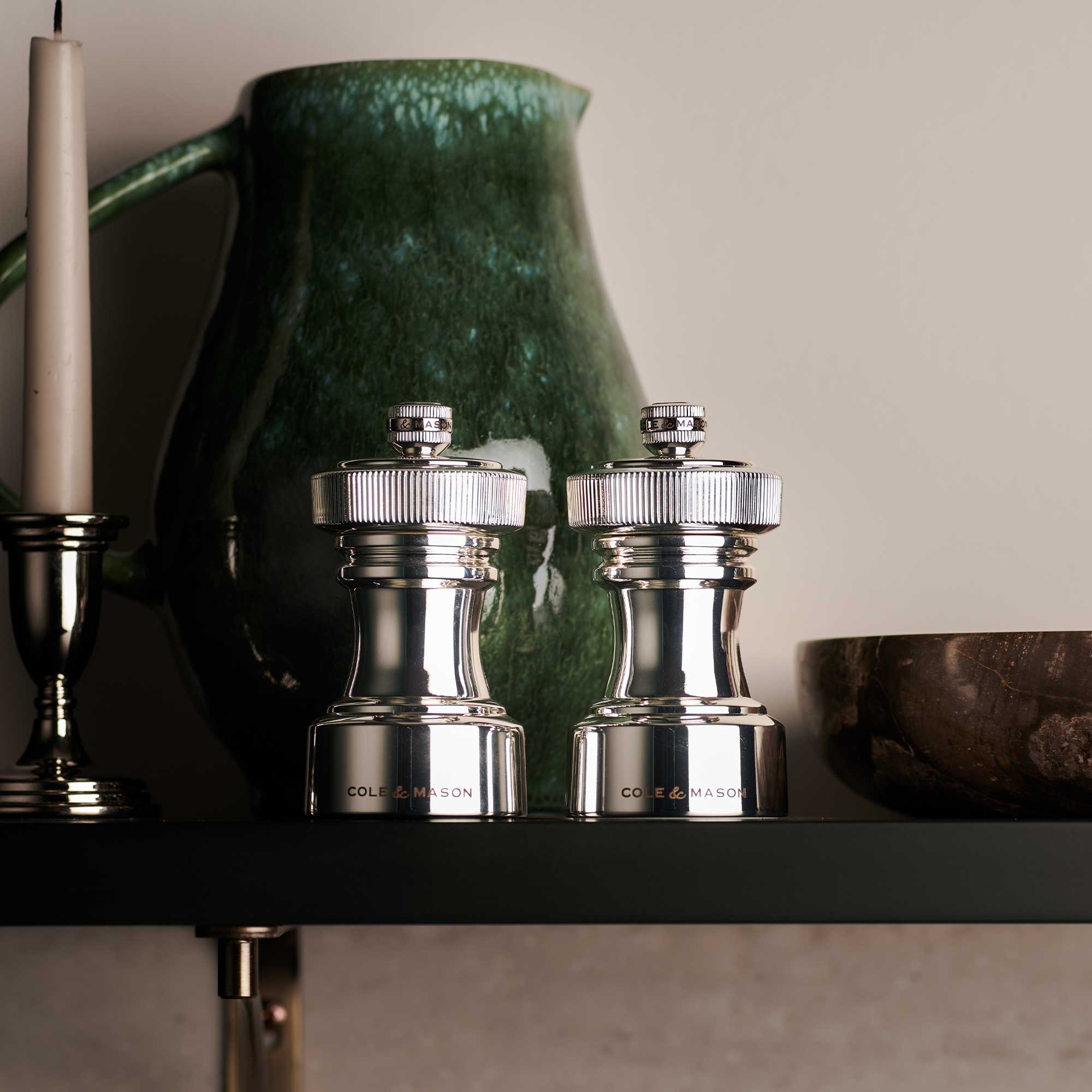 COLE & MASON - Hoxton Pepper und Salt Mill Set | Silver Plated
