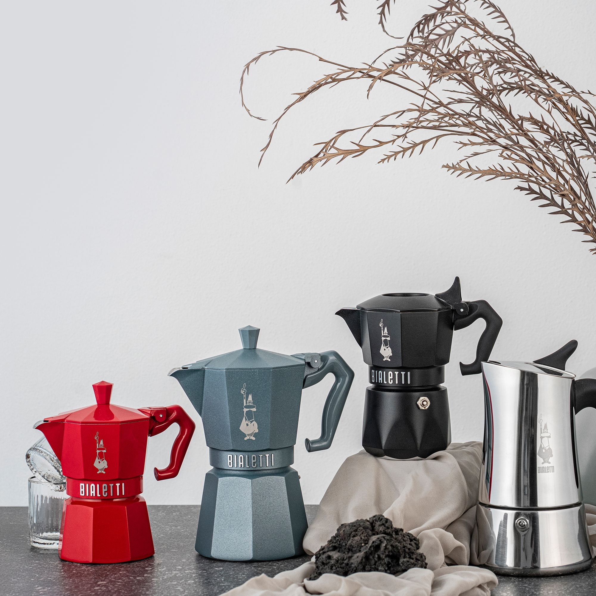 Bialetti - Espressokocher Moka Exclusive, 3 Tassen - rot