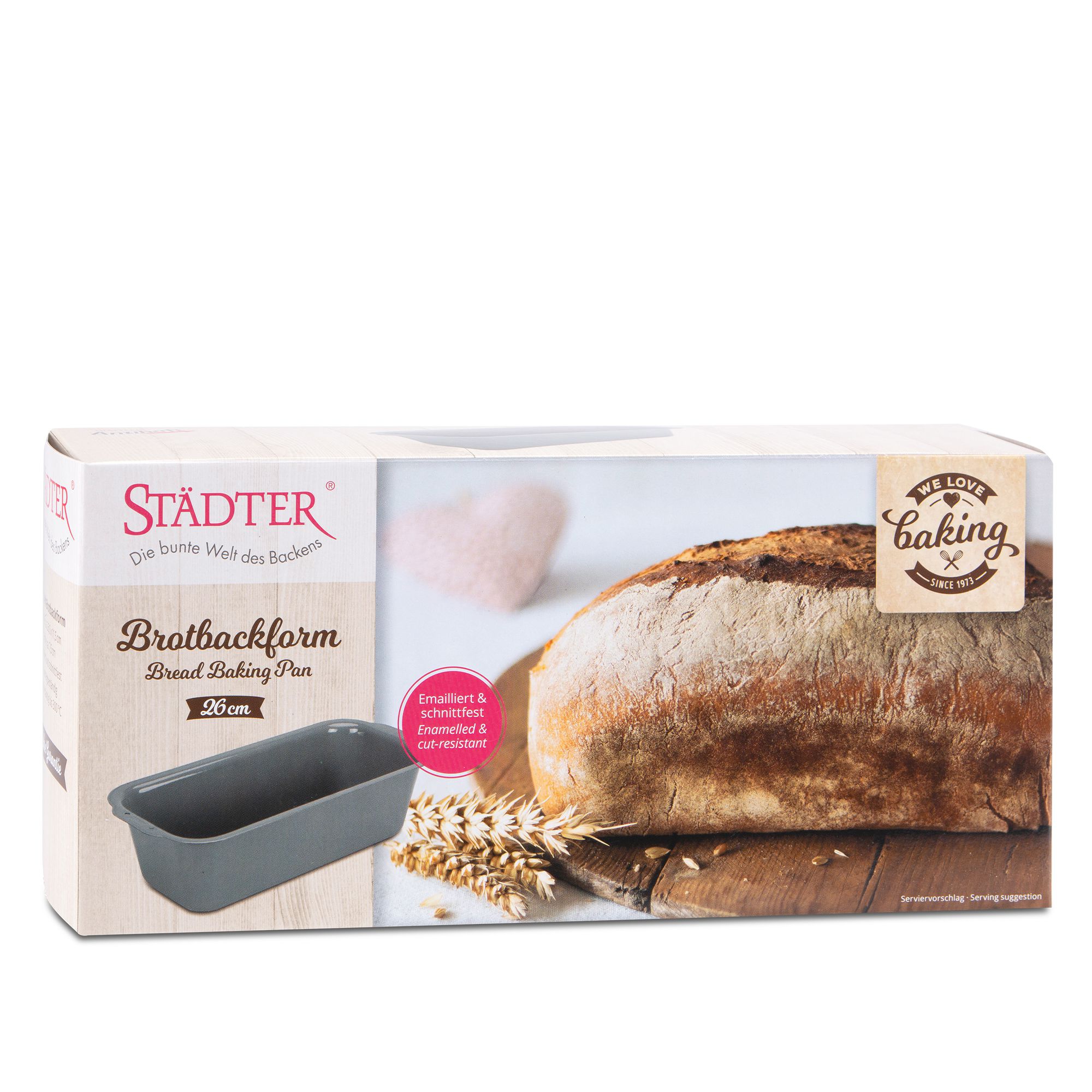 Städter - We love baking bread baking pan enamelled metal silver 26 x 11.5 cm
