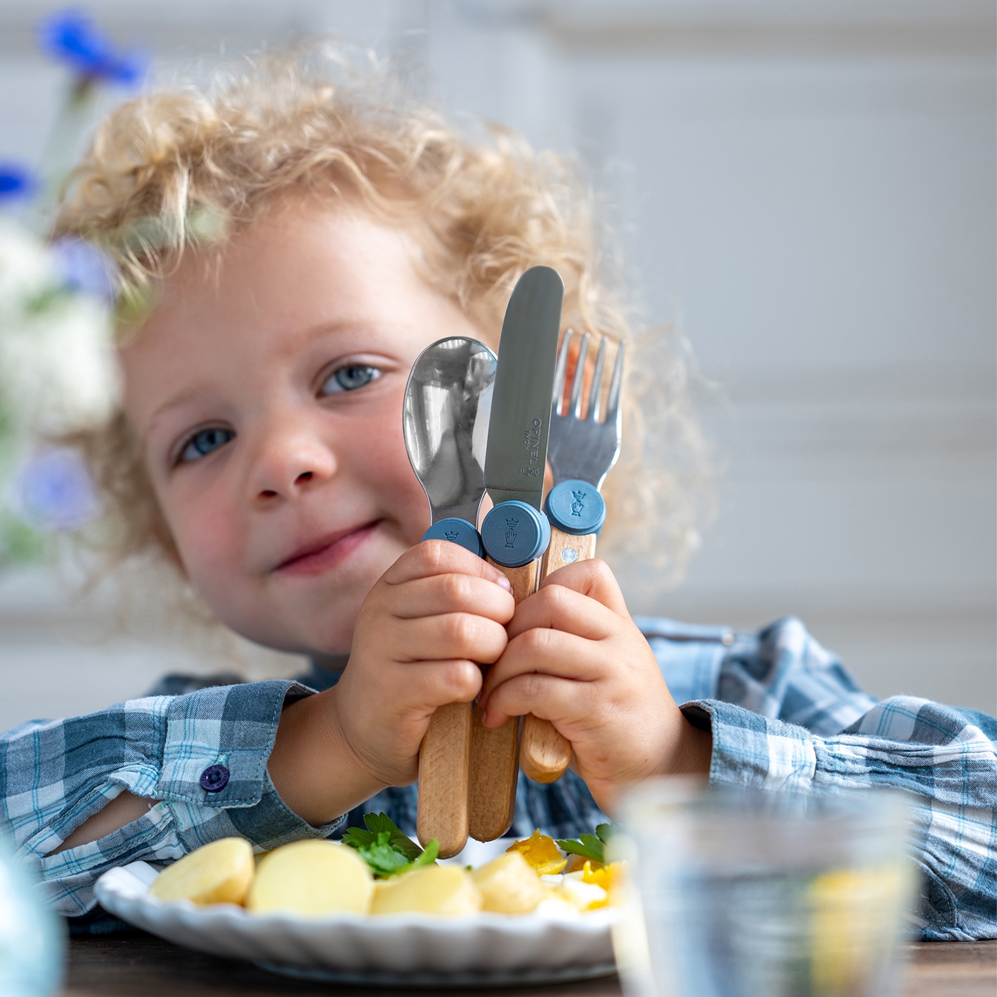 Opinel - Children’s Cutlery Set - LE PETIT GOURMET - rain blue