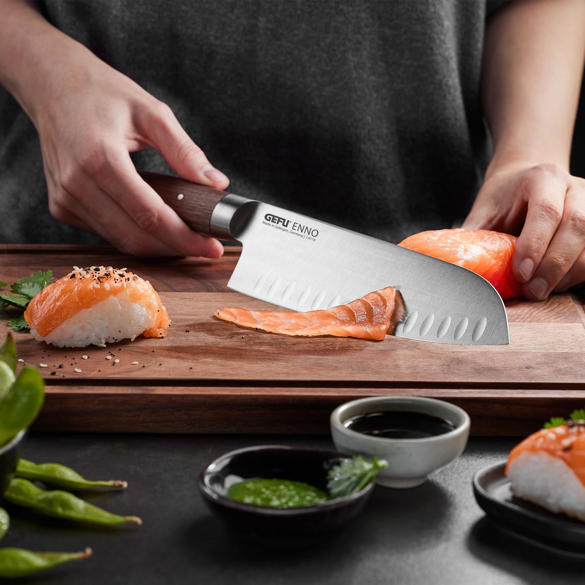 Gefu - Santoku knife ENNO, 18 cm, Scalloped Edge