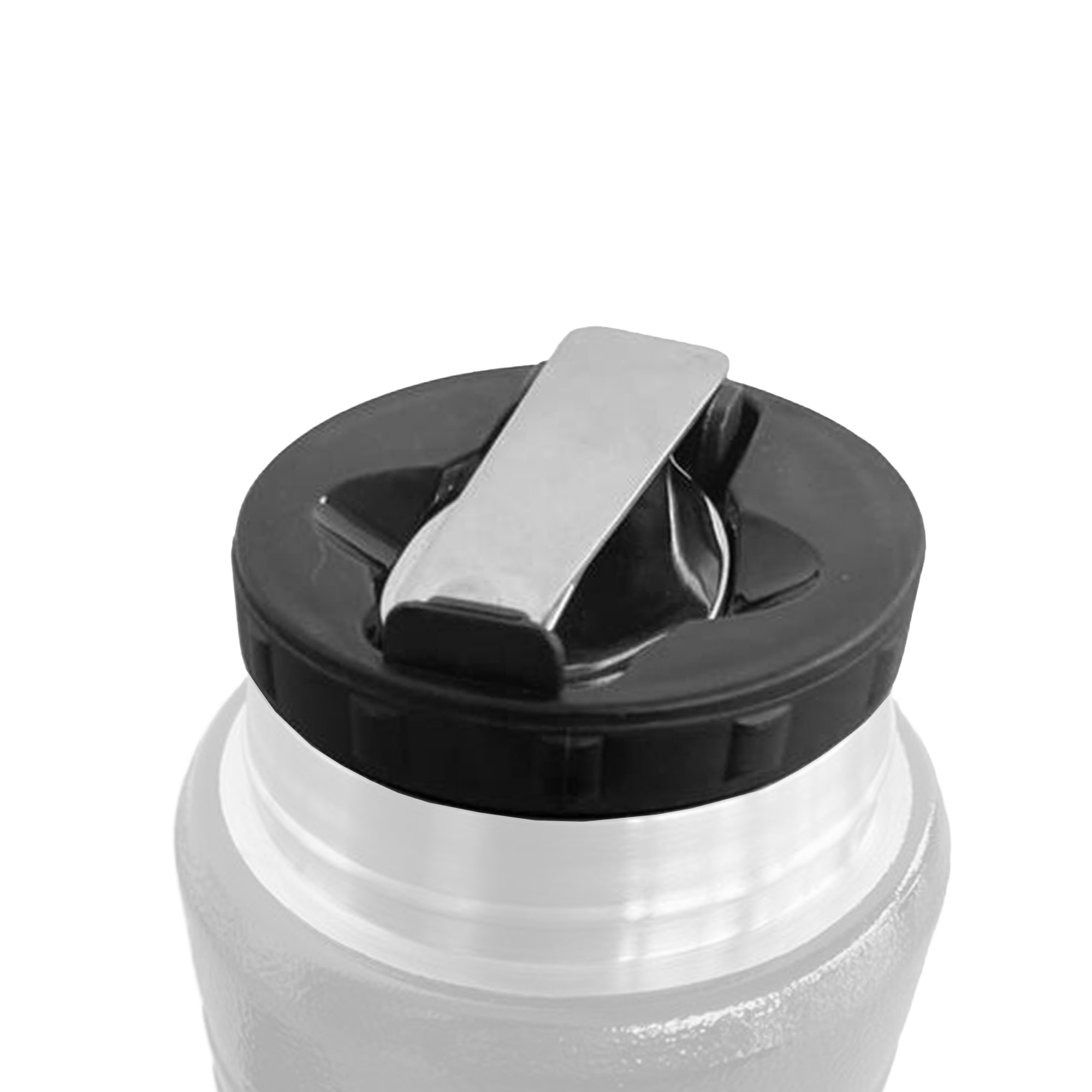 Kunststoff-Trinkflasche mit schwarzem Schraubverschluss