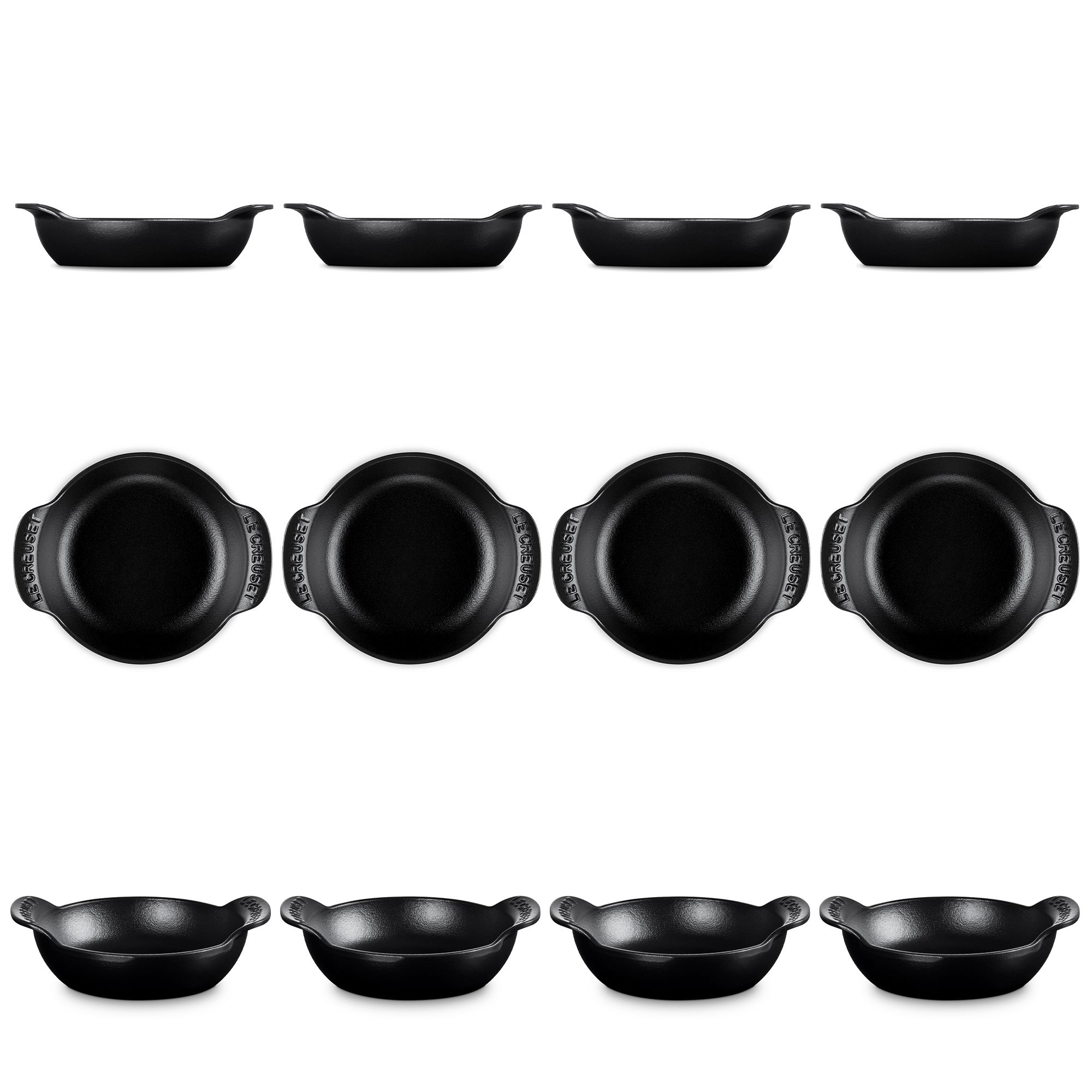 Le Creuset - Mini cocotte flat set of 4 without lid - Black matt - Gourmand Collection Le Creuset - Mini cocotte flat set of 4 without lid - Black matt - Gourmand Collection