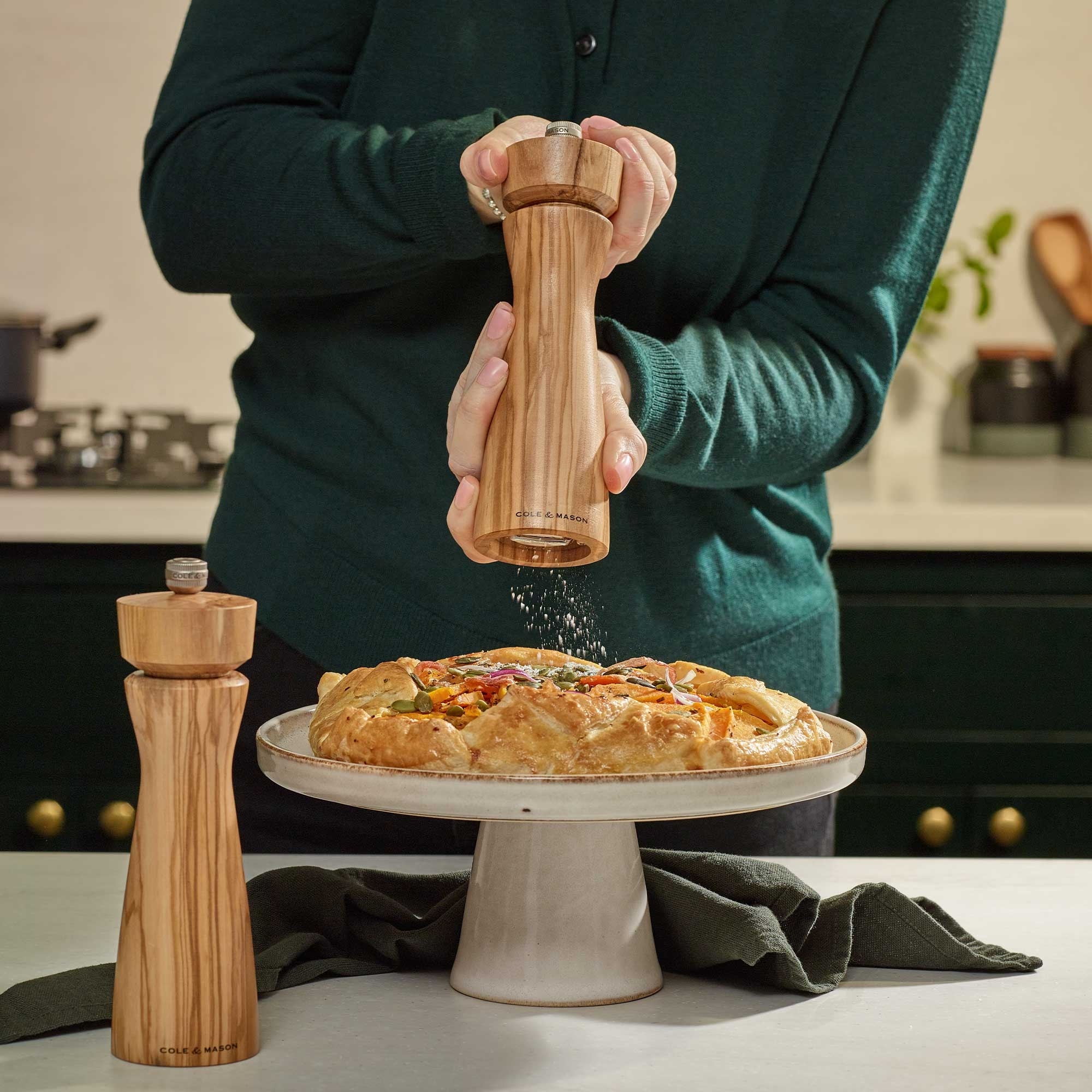 COLE & MASON - Portobello Pepper and Salt Mill Set | Olive Wood