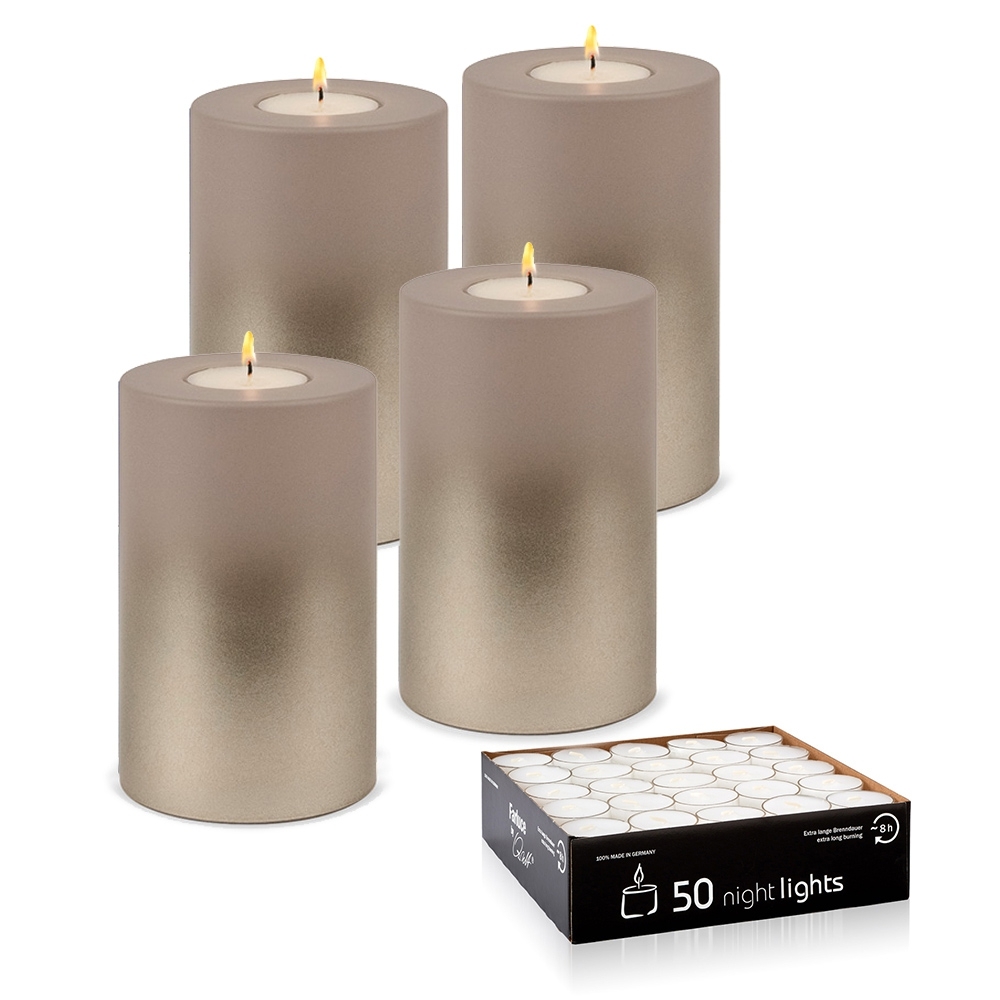 Qult Farluce Trend - Teelichthalter in Kerzenform - LEVI - Levi Taupe / Cream Gold Qult Farluce Trend - Teelichthalter in Kerzenform - LEVI - Levi Taupe / Cream Gold