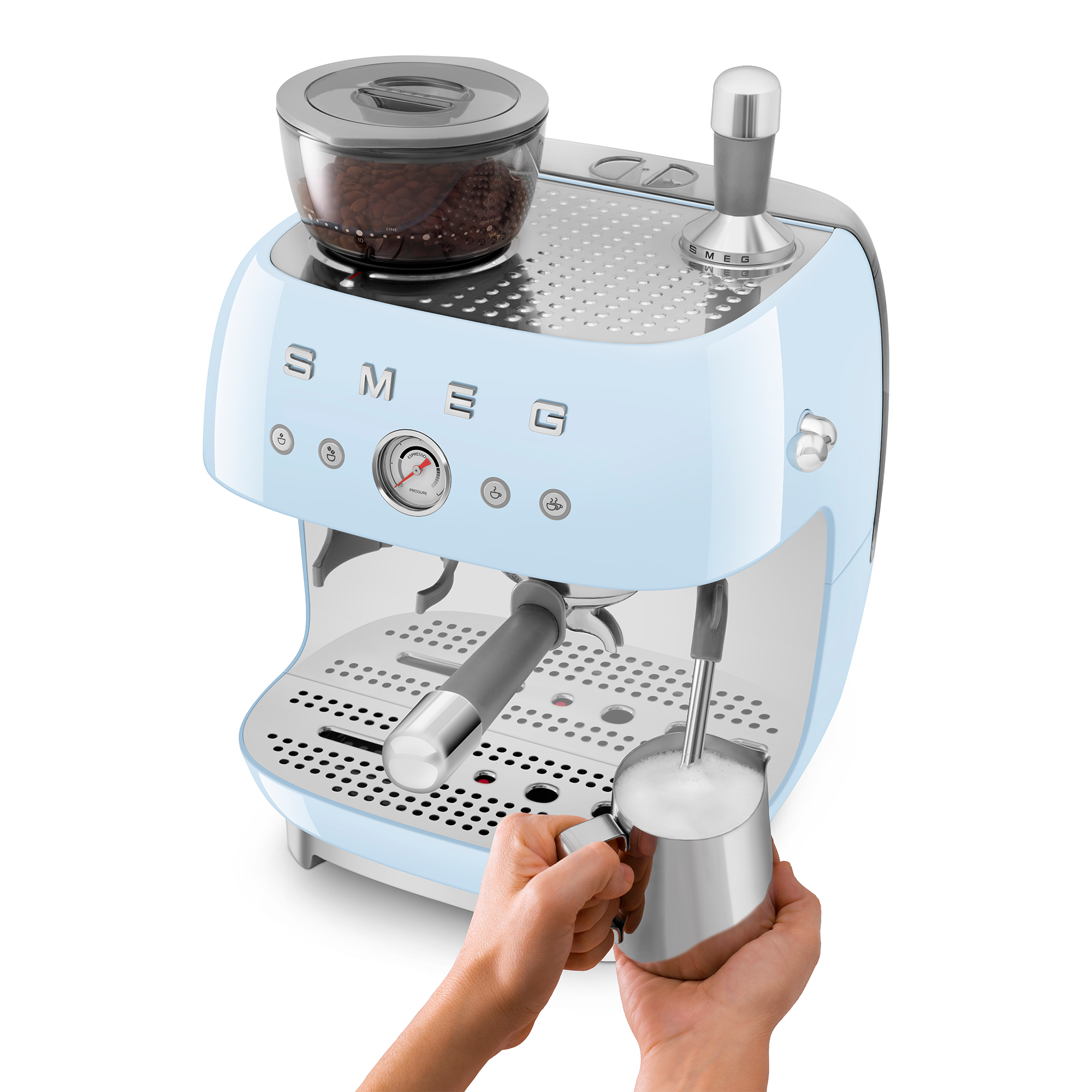 SMEG Espressomaschine mit Mahlwerk 50's Style - pastellblau