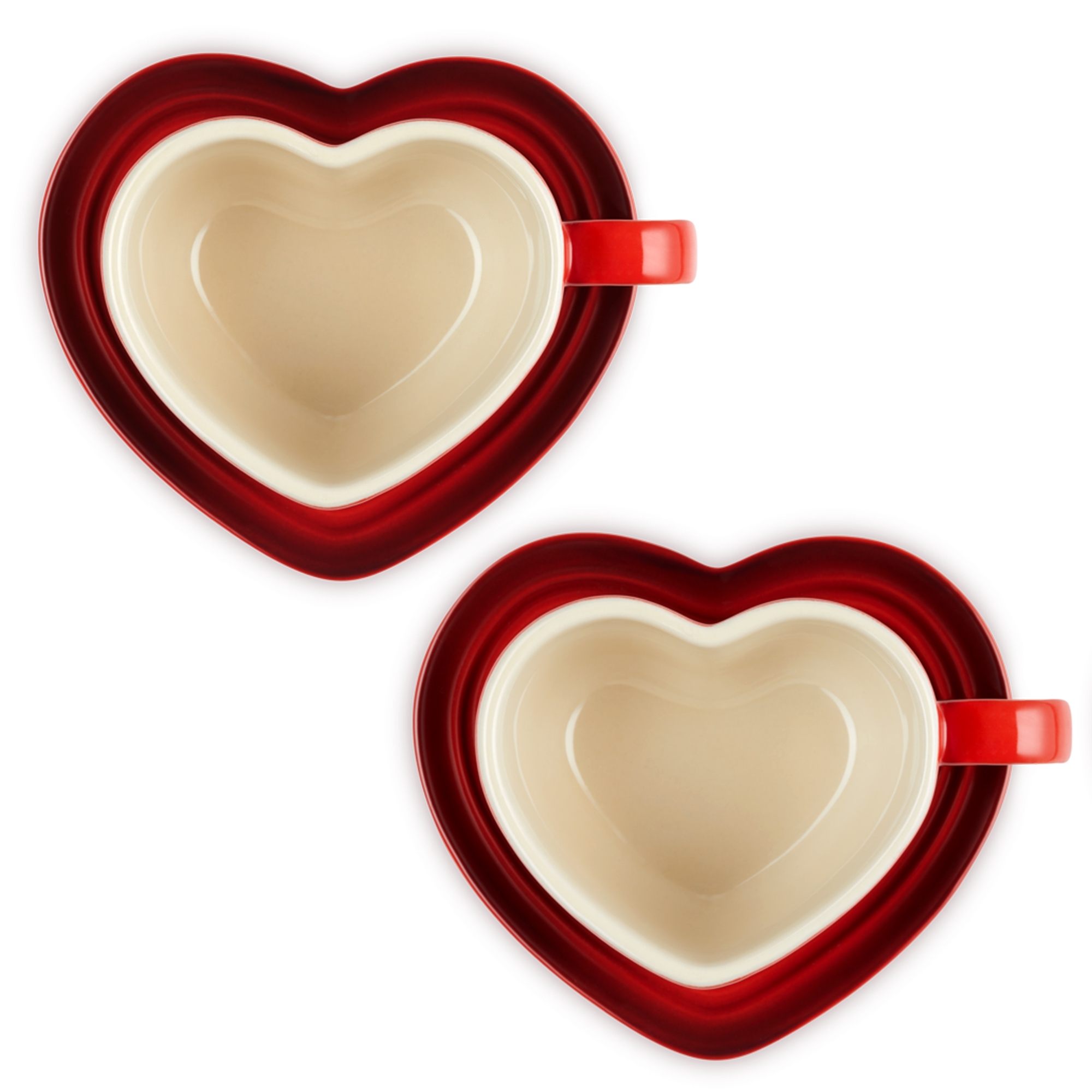 Le Creuset - 2er-Set Herzbecher mit Untertassen 200 ml - Heart Collection Le Creuset - 2er-Set Herzbecher mit Untertassen 200 ml - Heart Collection