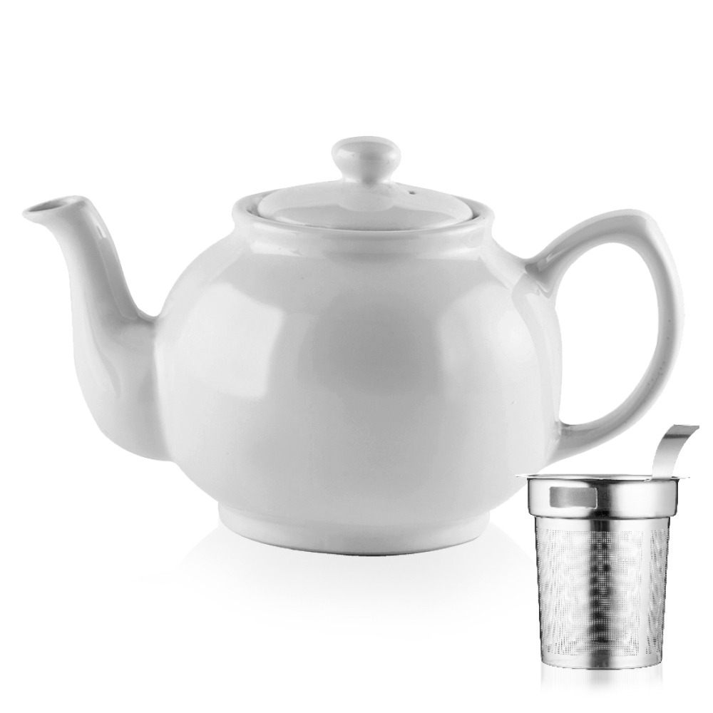 Price & Kensington - Teapot 6 cups + strainer - White