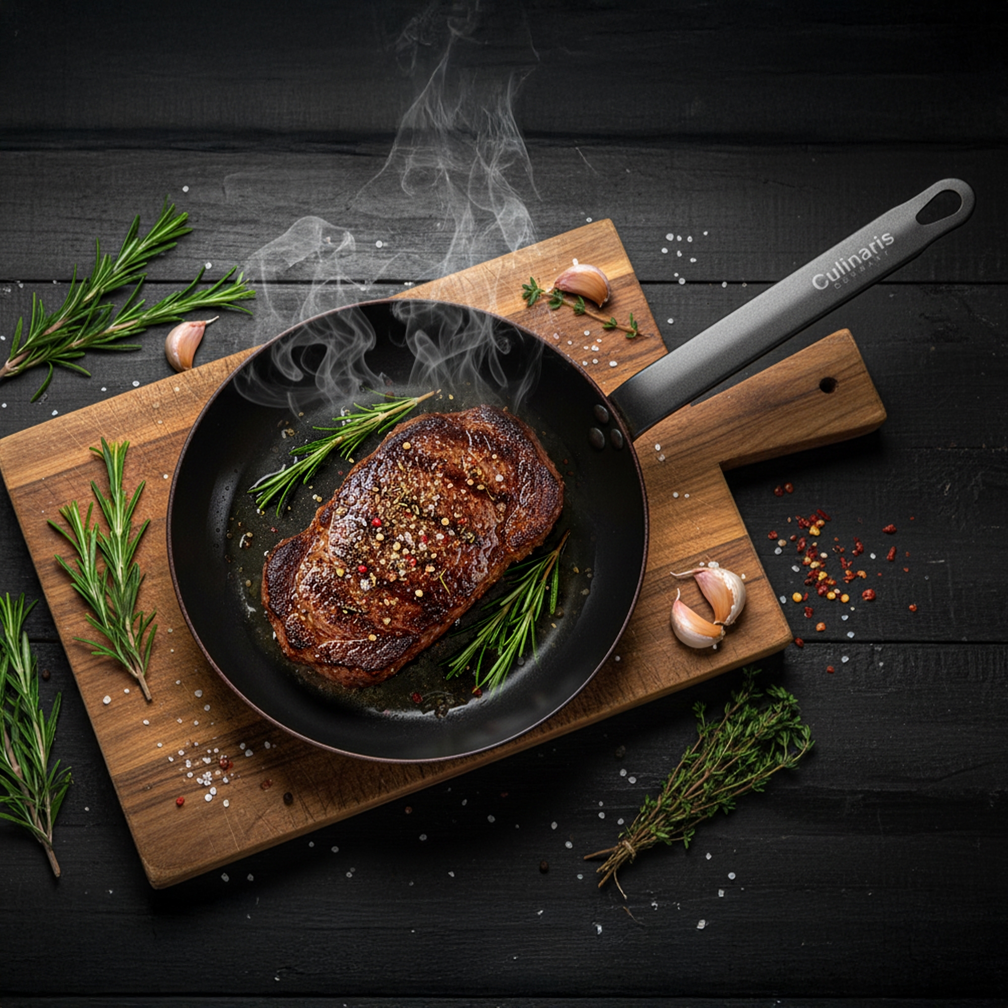 Culinaris Fierro Classico 24 cm iron pan with steak