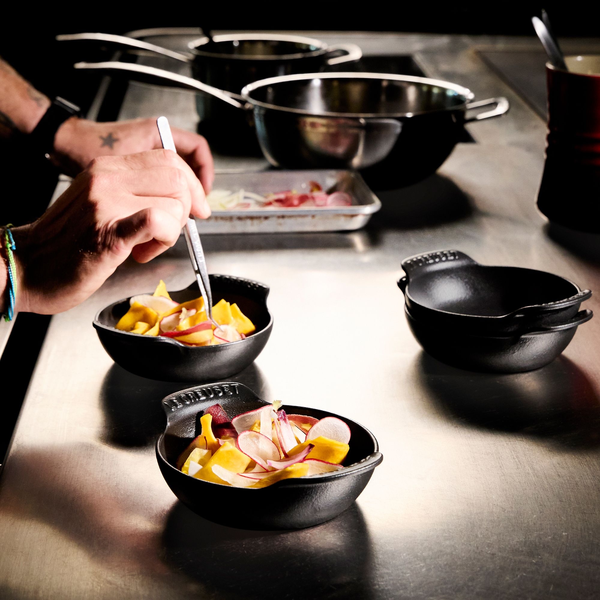 Le Creuset - Mini cocotte flat set of 4 without lid - Black matt - Gourmand Collection Le Creuset - Mini cocotte flat set of 4 without lid - Black matt - Gourmand Collection