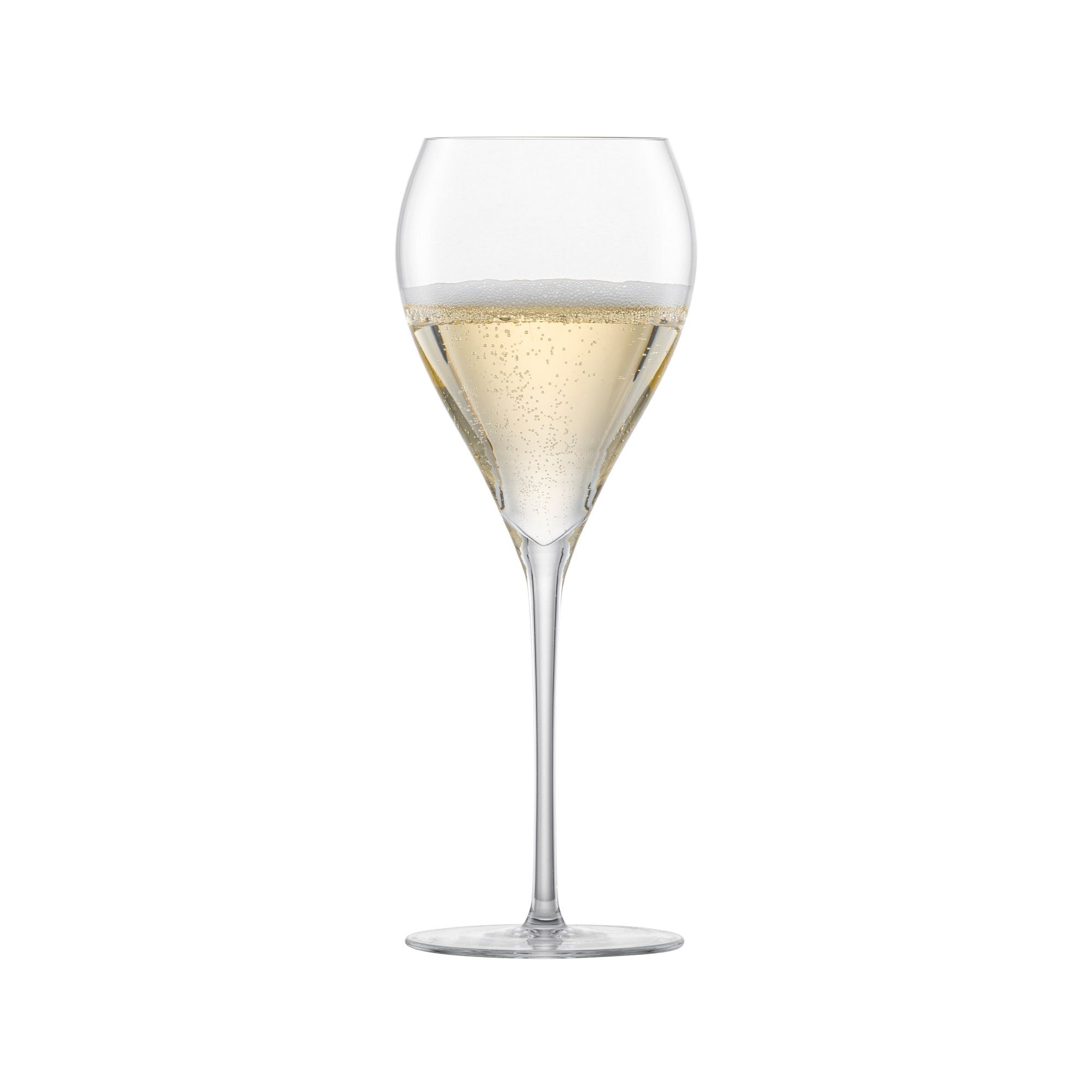Filled champagne glass with sparkling wine