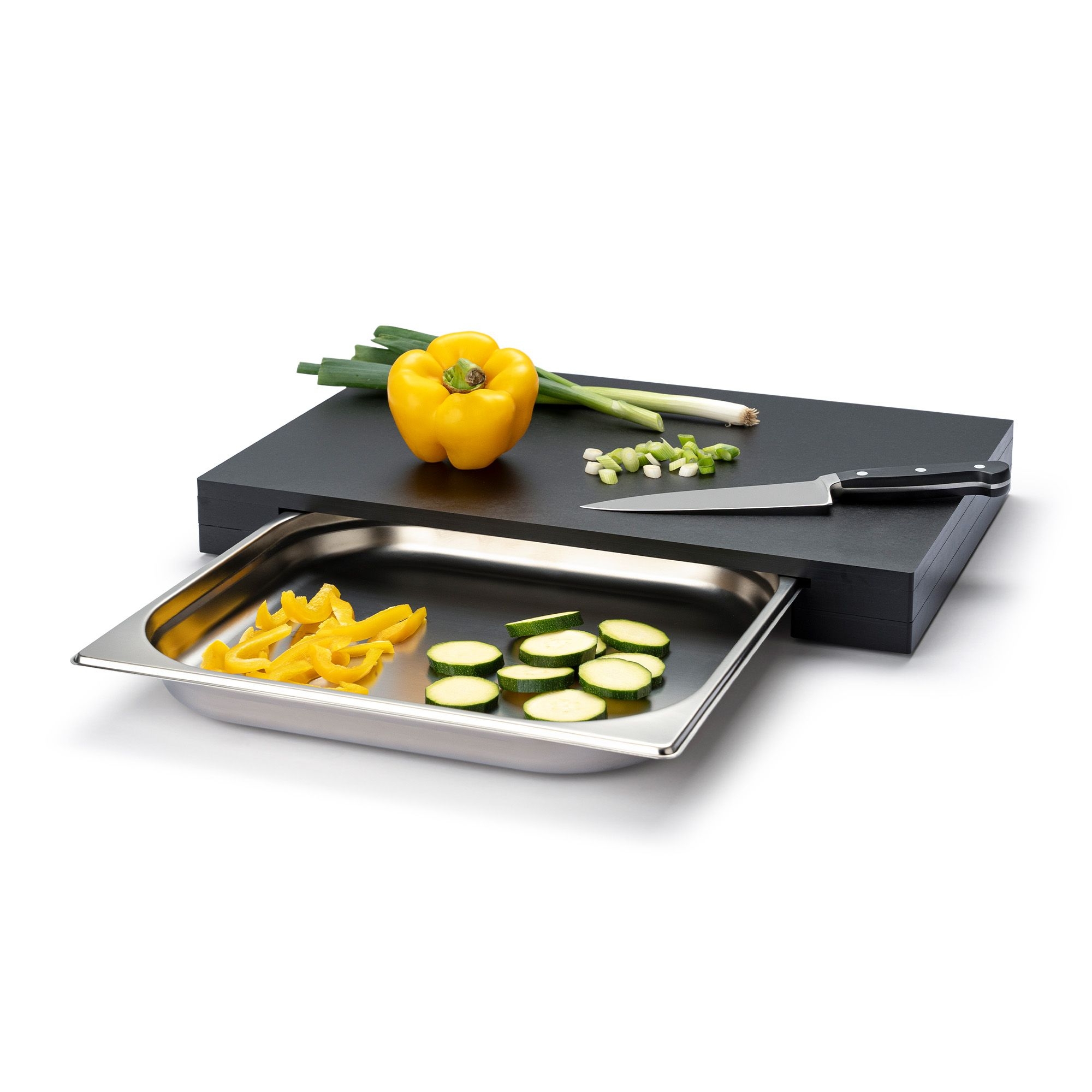 Continenta - DURACORE chopping board with stainless steel drawer 48 x 32,5 x 6 cm