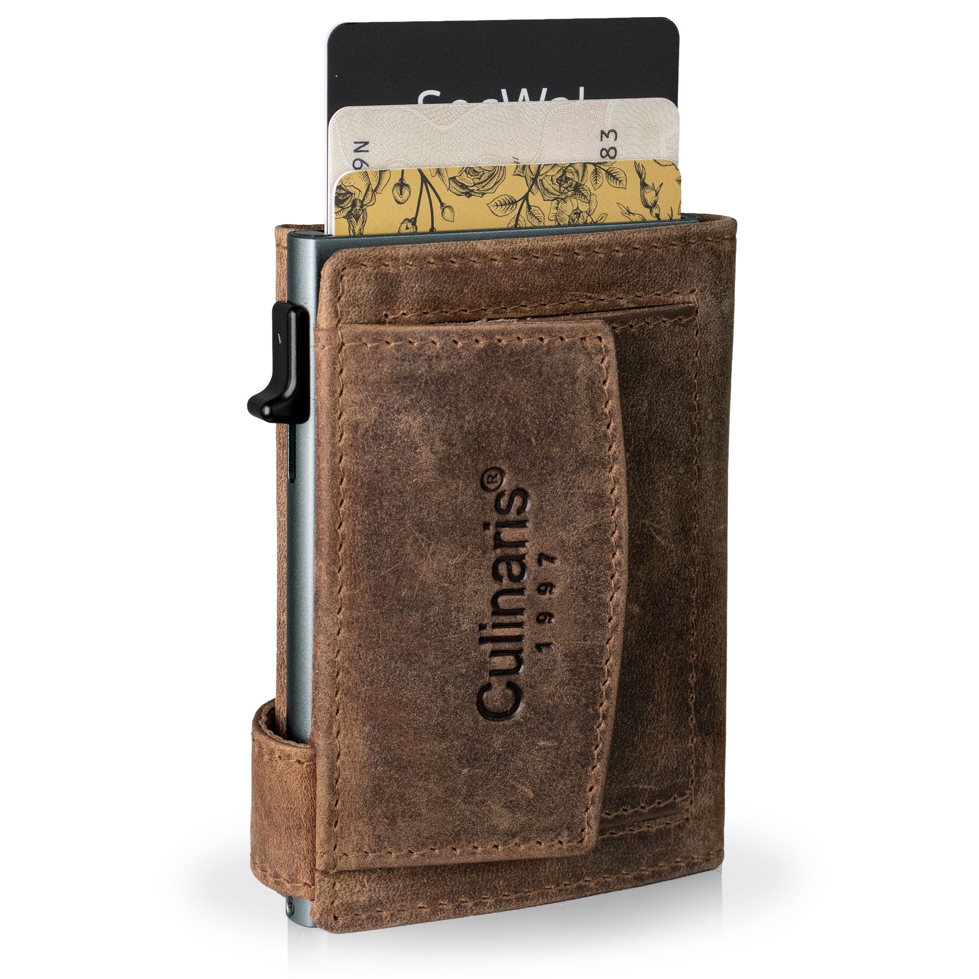 Card Case with Coin Pocket - Hunter Brown | Culinaris Wallet