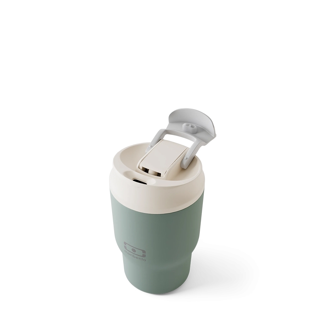 monbento - MB Travel mug S Isolierbecher mit Strohhalm, natural green