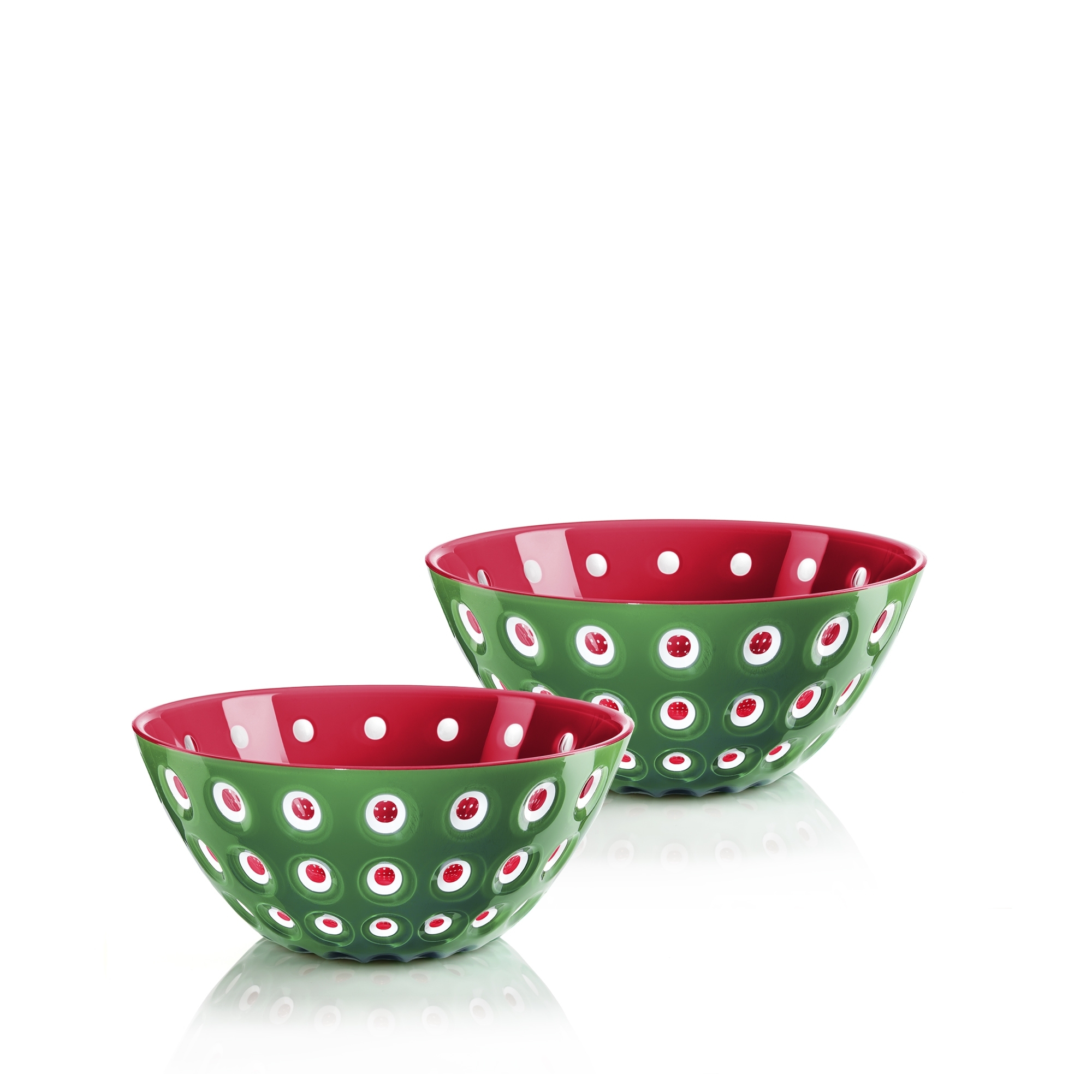 Guzzini - Bowl 12.5 cm, set of 2, “Le Murrine”, Emerad-White-Red
