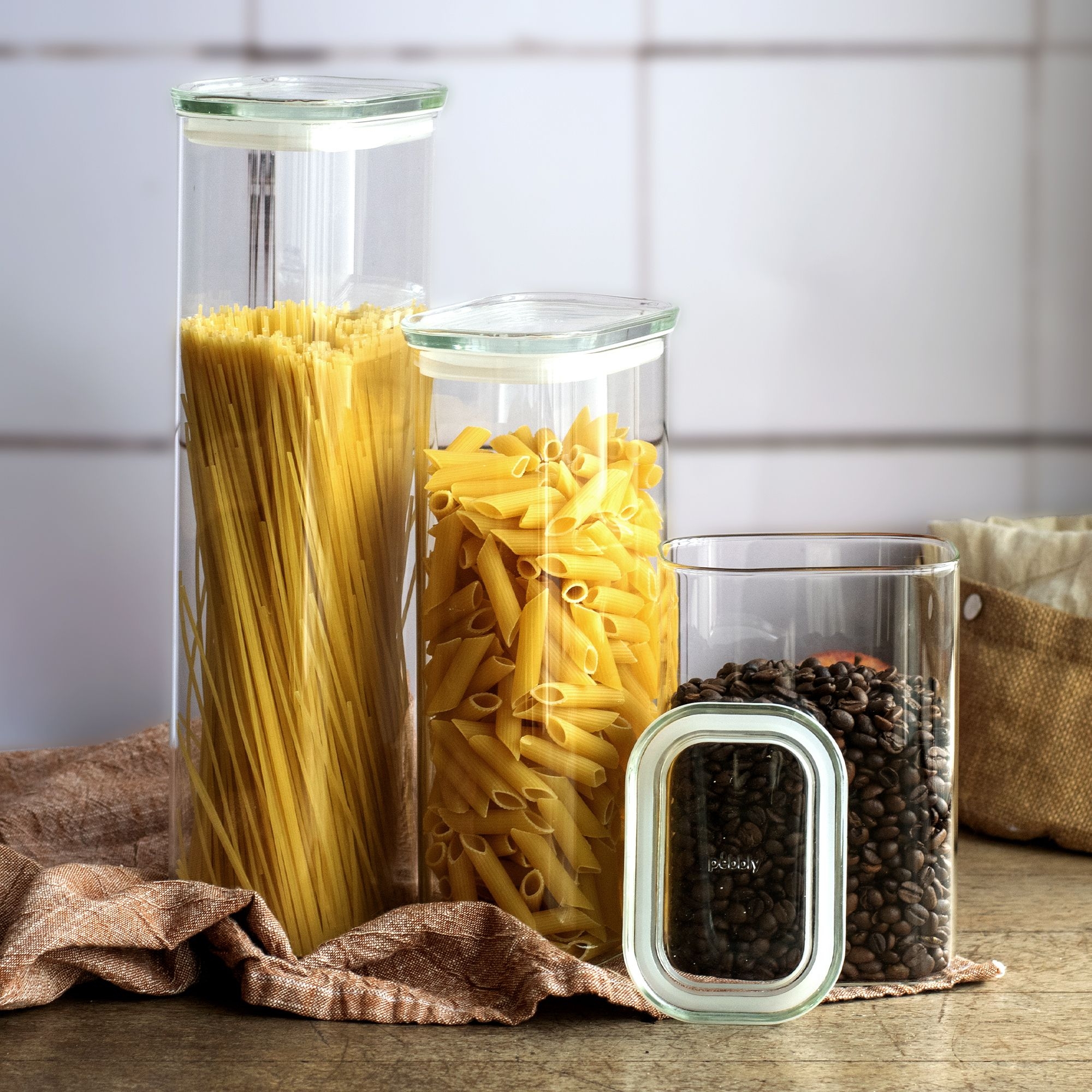 Pebbly - Rechteckige Vorratsdose 1800 ml - Glas