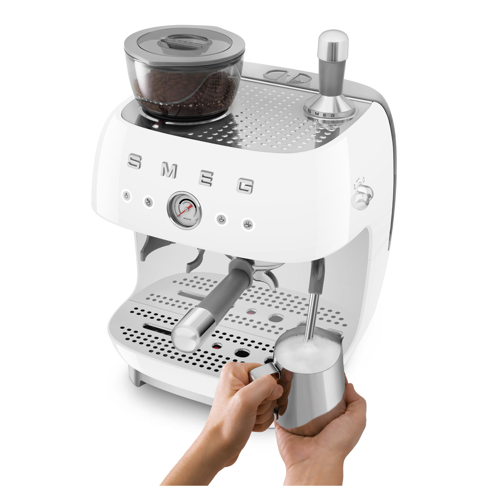 SMEG espresso machine with grinder 50's style - white