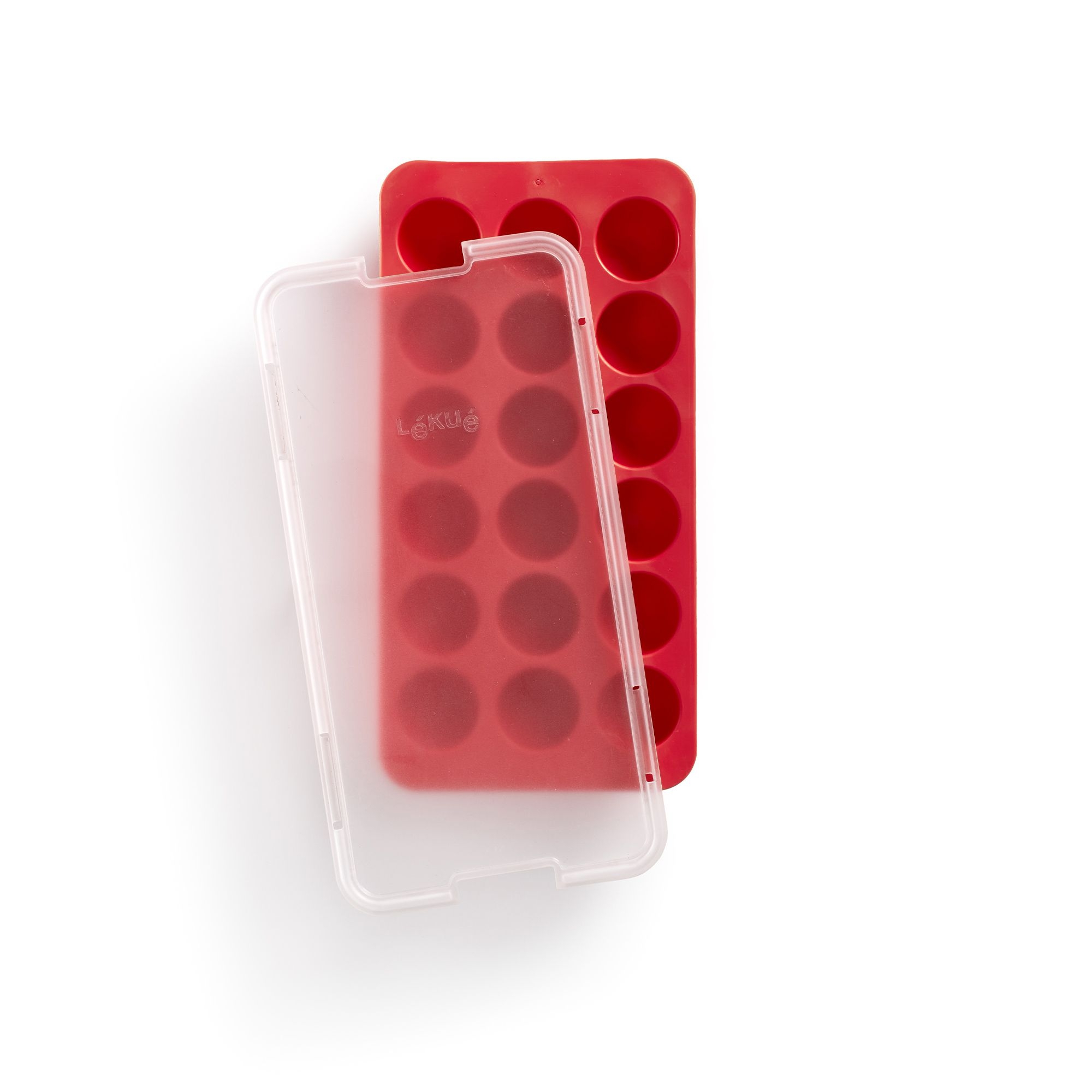 Lékué - ice cube maker with lid, hemisphere, red