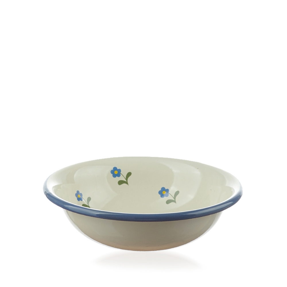 Münder Email - Kinderschale 14 cm, creme/blau, Blümchen Münder Email - Kinderschale 14 cm, creme/blau, Blümchen