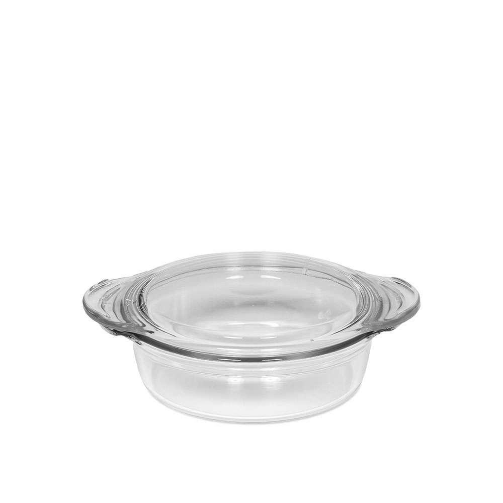 Round SIMAX borosilicate shallow glass bowl with lid 0.7 l
