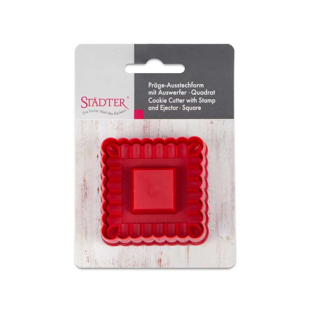 Städter - Cookie cutter with ejector - Wavy square - with embossing and ejector