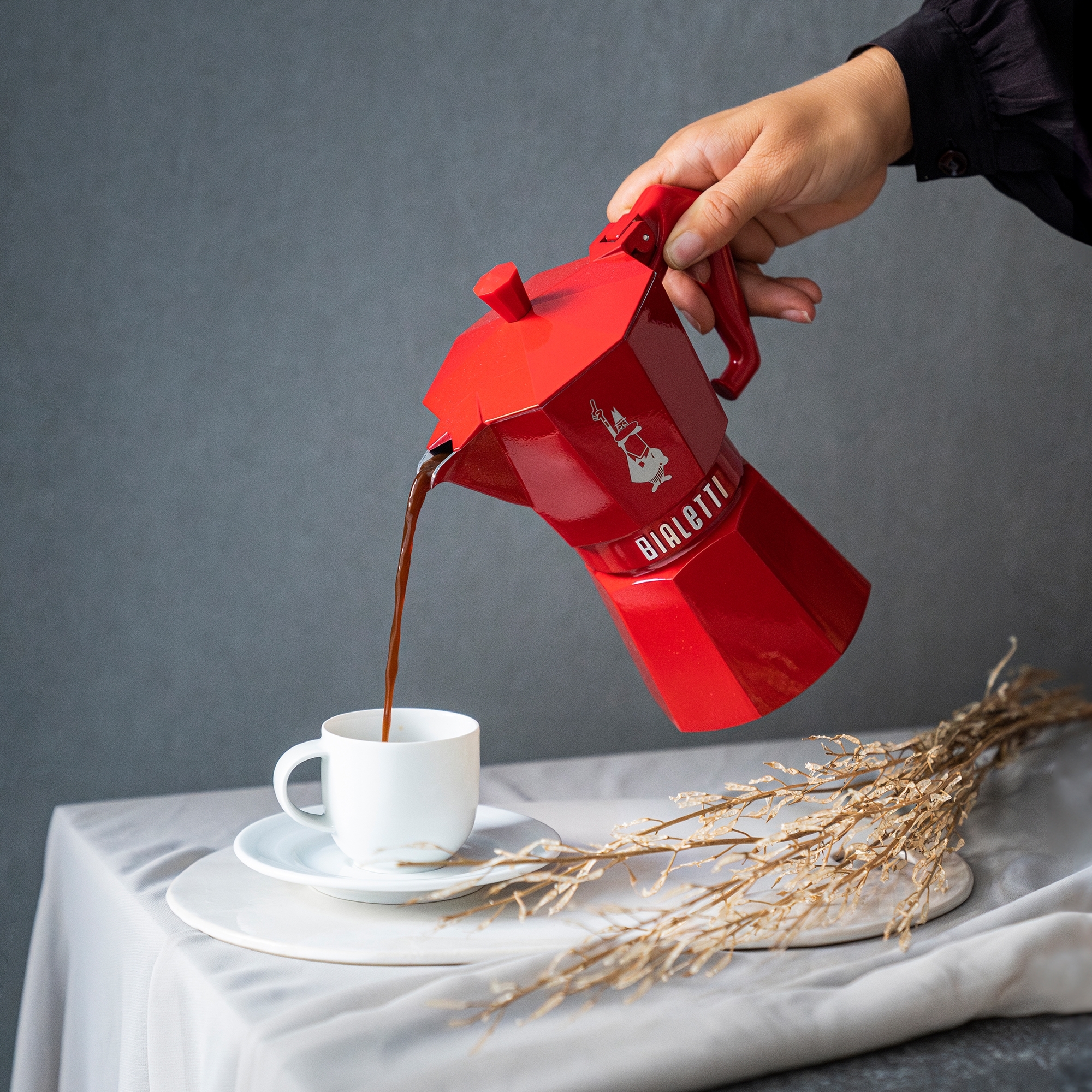 Bialetti - Espressokocher Moka Exclusive, 3 Tassen - rot