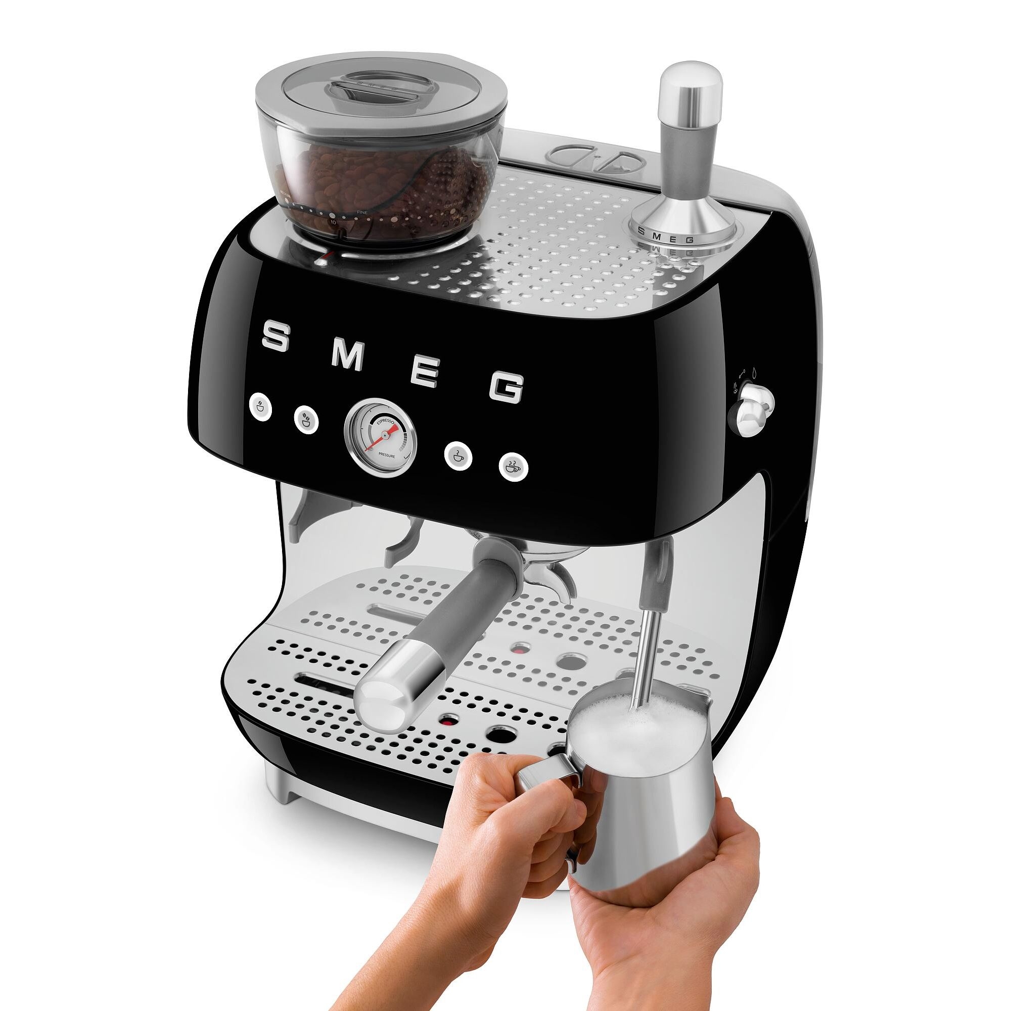 SMEG espresso machine with grinder 50's style - black SMEG espresso machine with grinder 50's style - black