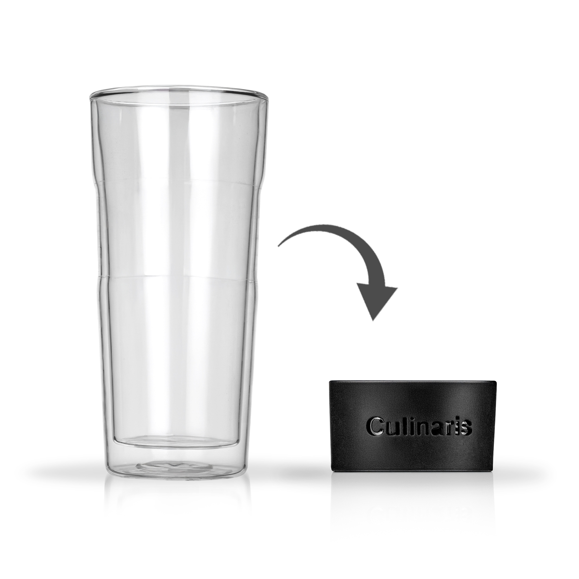Double-walled Culinaris Portare 420 ml glass with silicone s