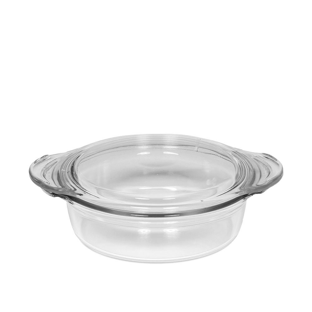 Round SIMAX borosilicate flat glass bowl with lid 1.5 l
