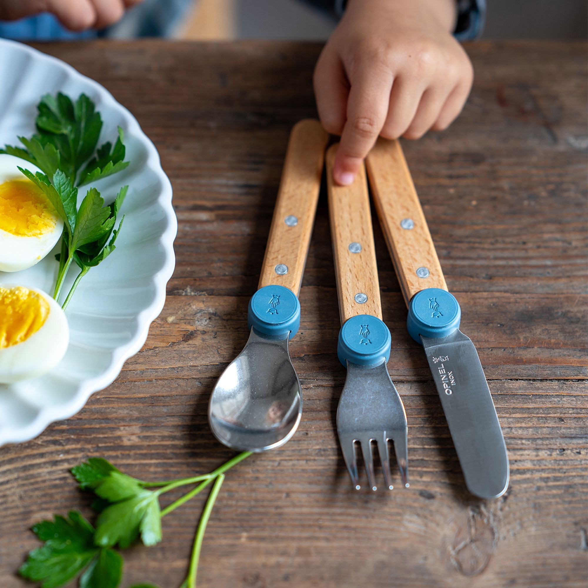 Opinel - Children’s Cutlery Set - LE PETIT GOURMET - rain blue