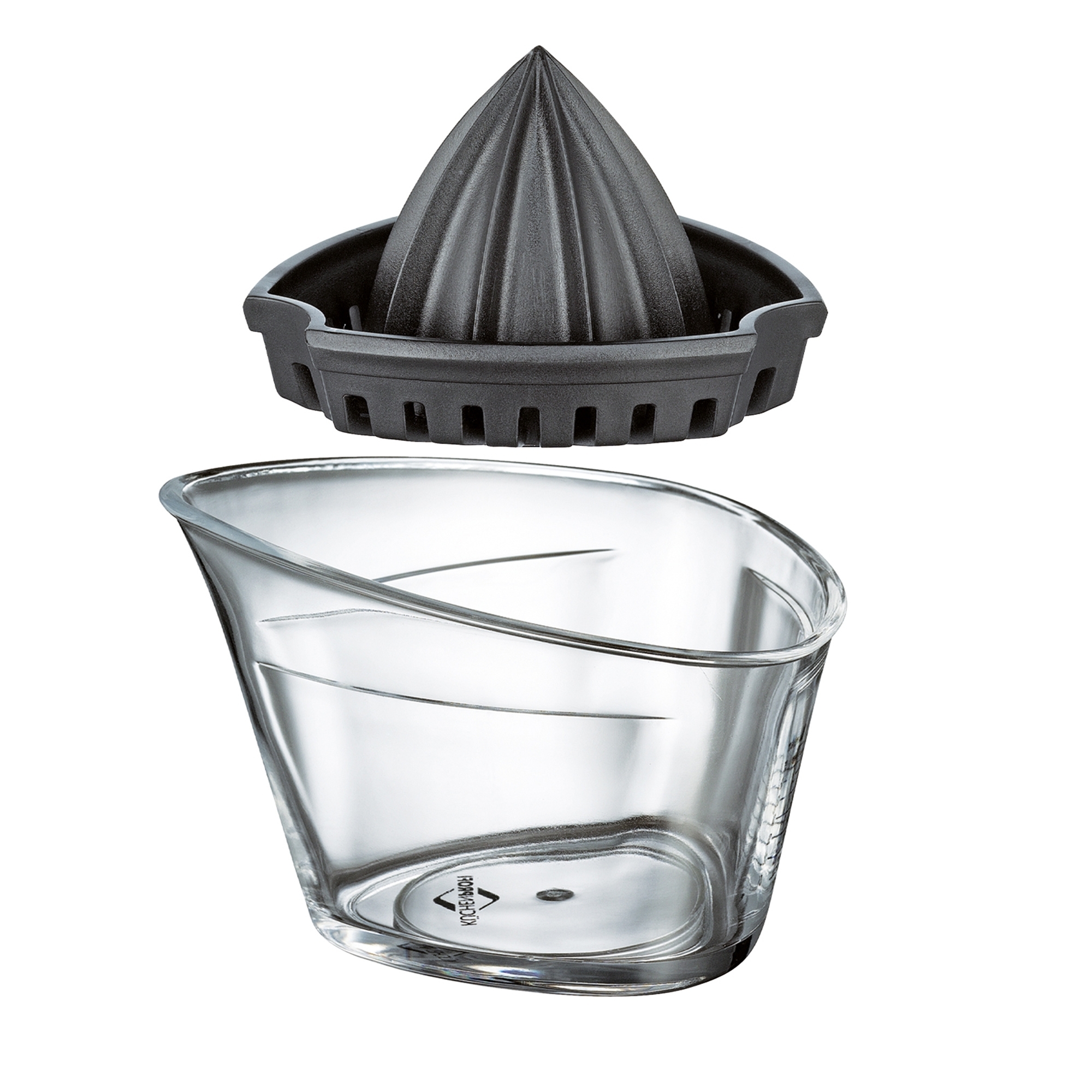 Transparente Küchenprofi Zitronenpresse mit Skala und Ausgie