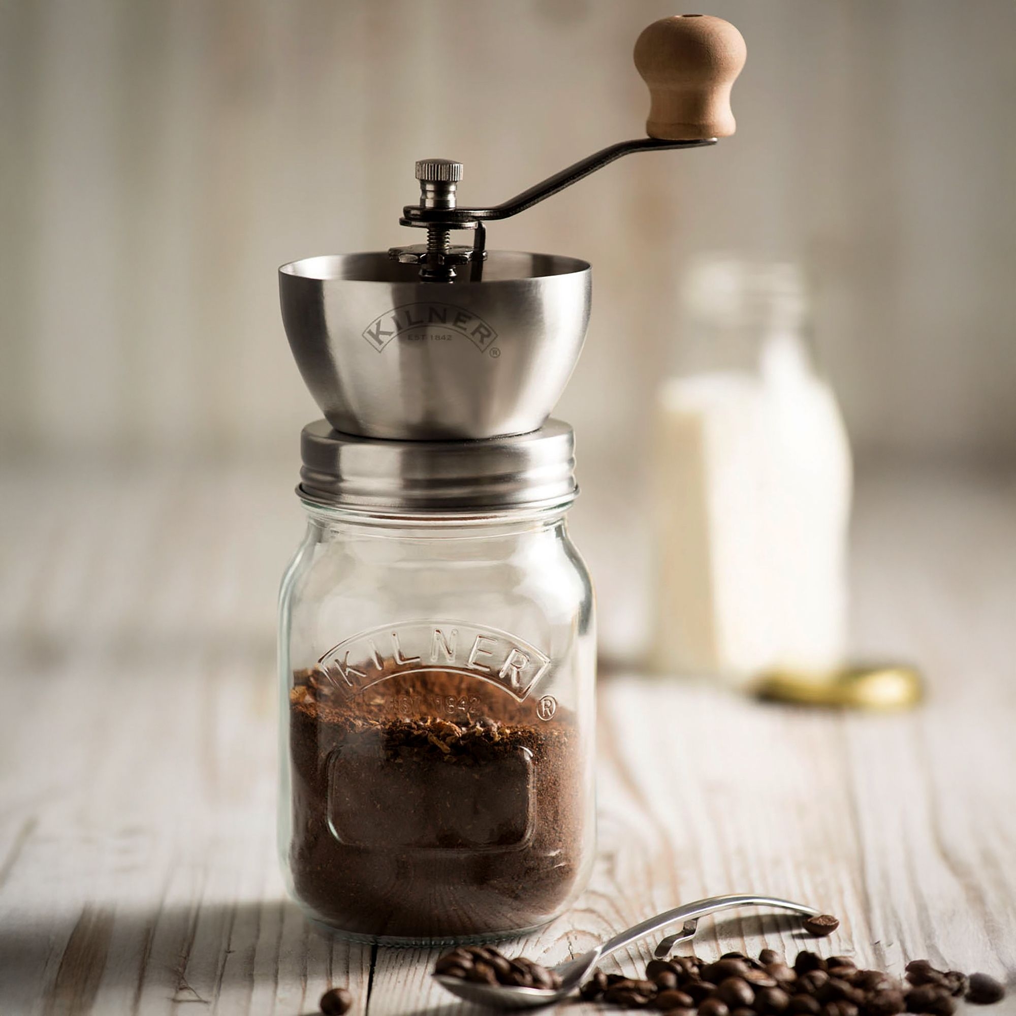 Kilner - Coffee grinder with crank handle and glass - 500 ml