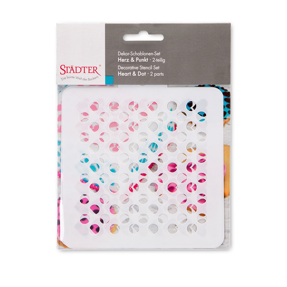 Städter - Decorative stencil Heart & Dot - 12,5 x 12,5 cm - Set of 2
