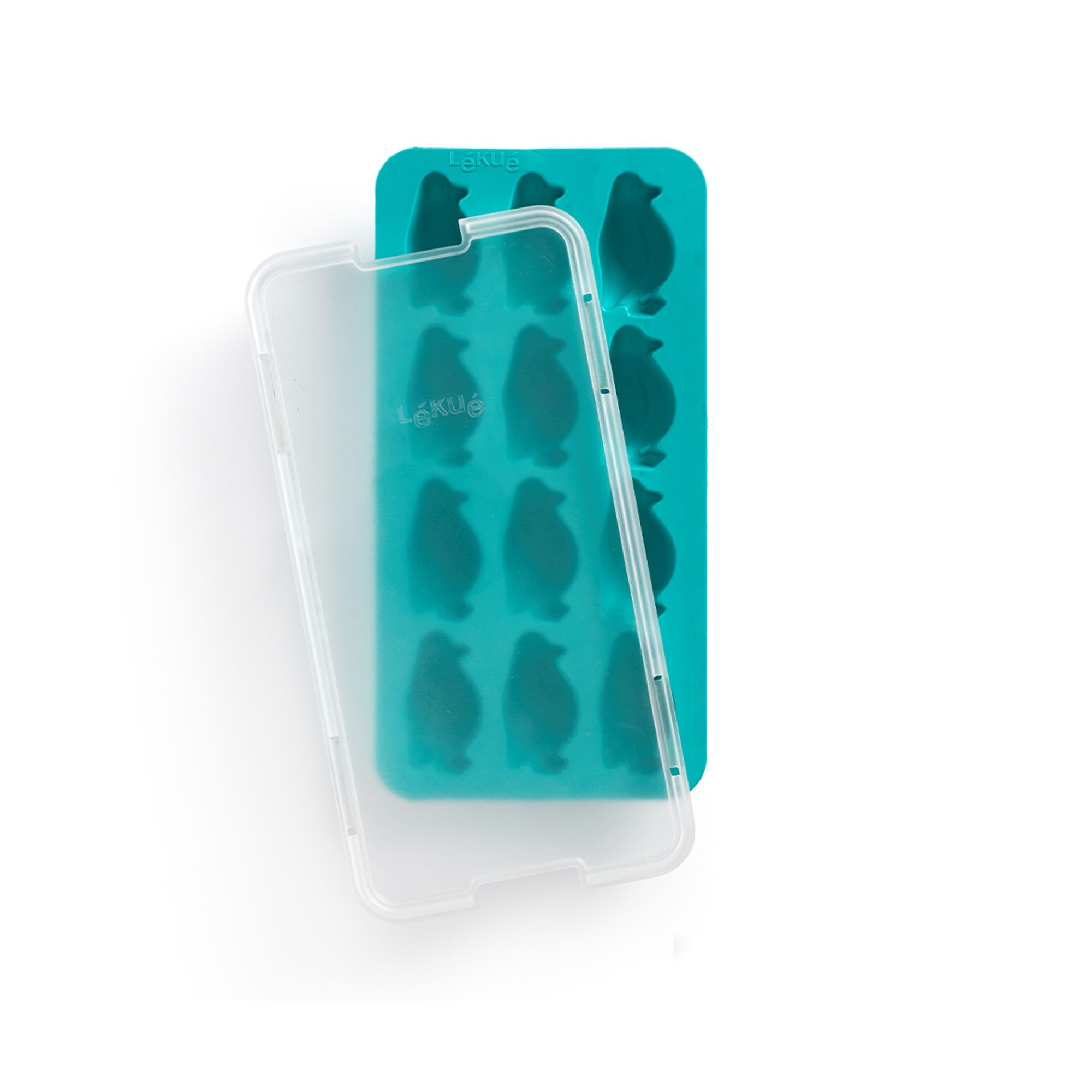 Lékué - ice cube maker with lid, penguin, turquoise