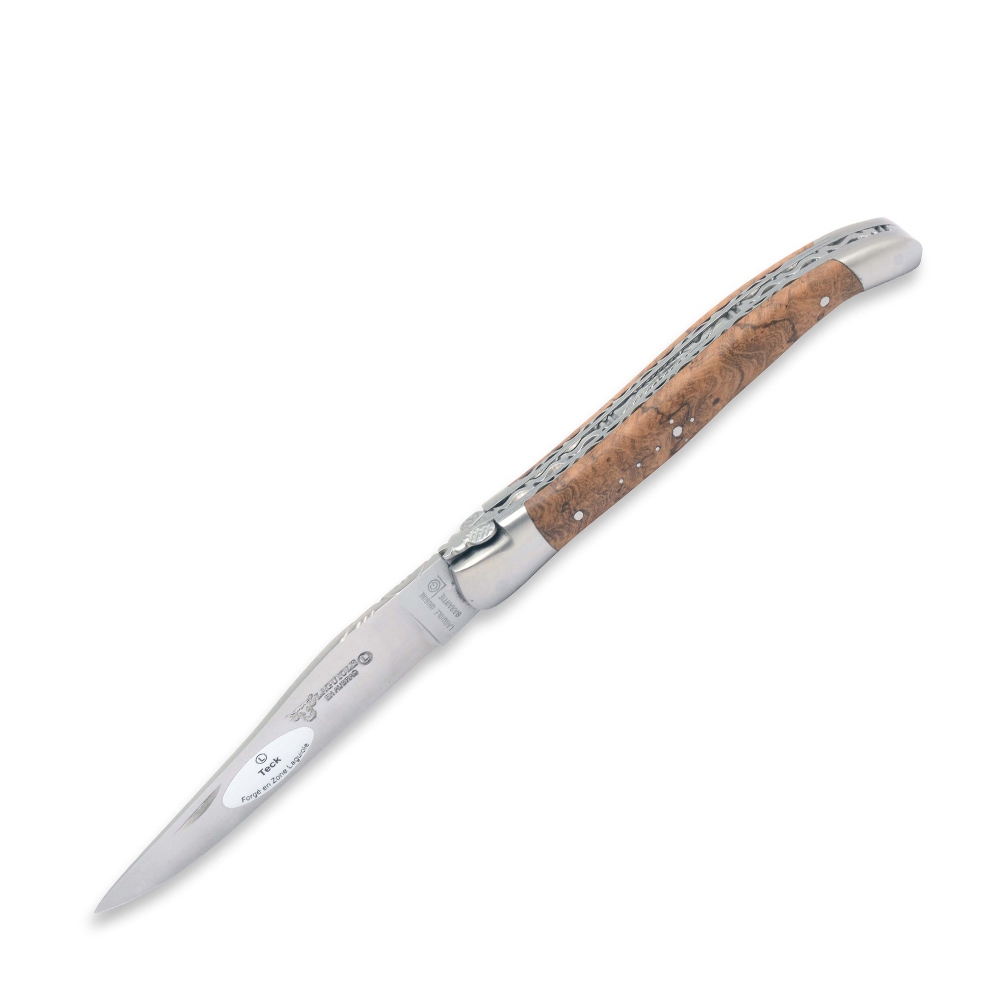 Laguiole - Folding / pocket knife Double-platinum teak wood