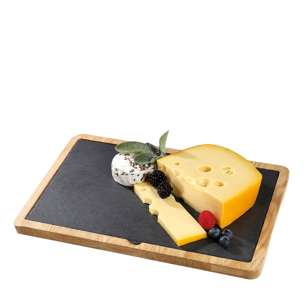 Cilio - Schieferplatte mit Holzbrett - rechteckig Cilio - Schieferplatte mit Holzbrett - rechteckig