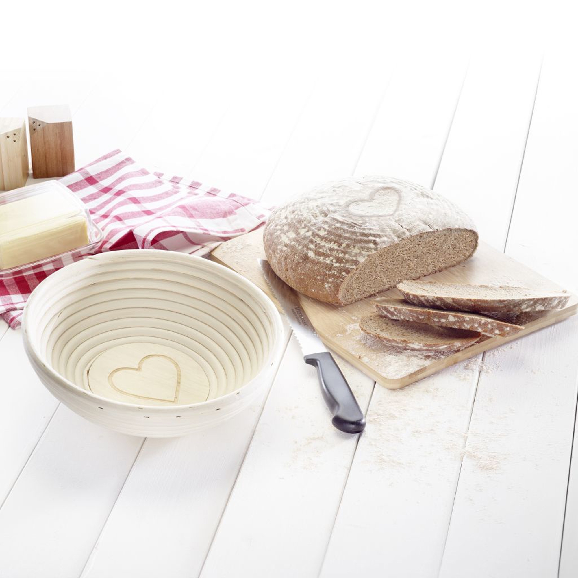 Westmark - Set Gärkörbchen rund Herz mit Bezug - Ø 24,5 x 8,5 cm