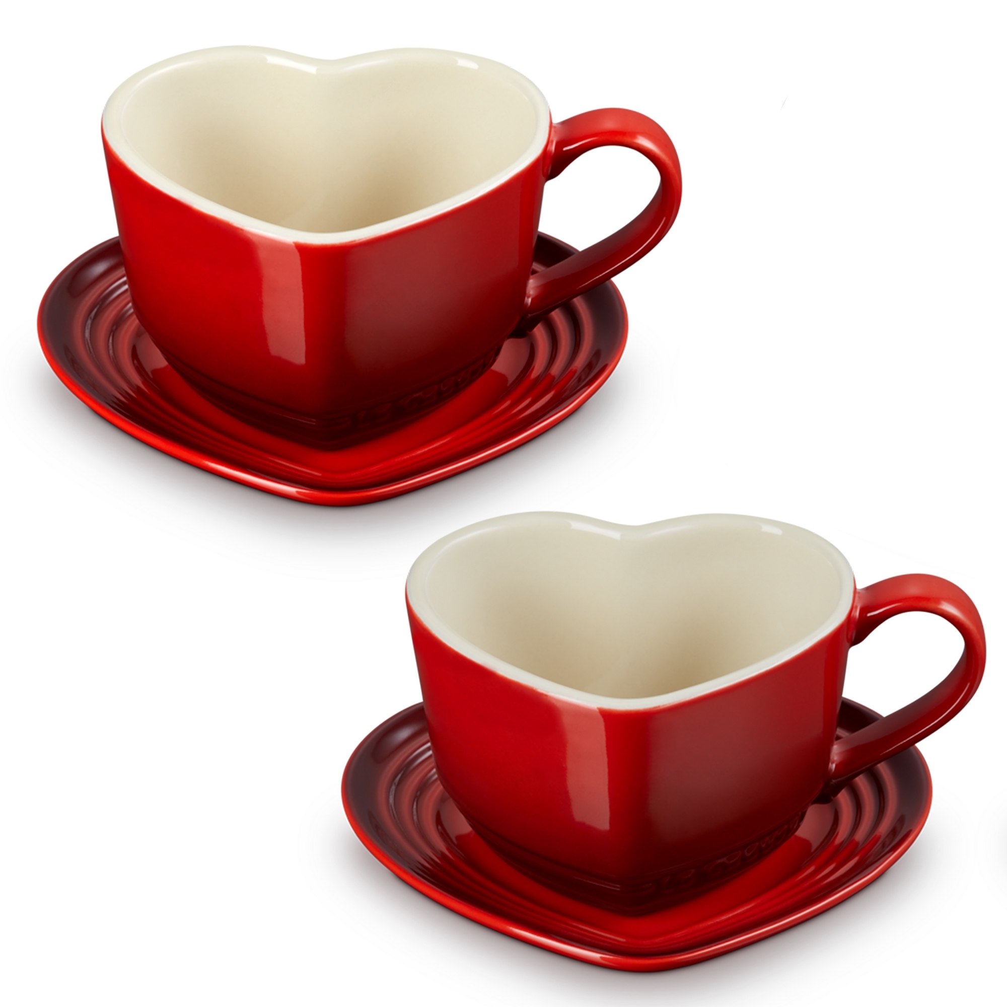 Le Creuset - 2er-Set Herzbecher mit Untertassen 200 ml - Heart Collection Le Creuset - 2er-Set Herzbecher mit Untertassen 200 ml - Heart Collection