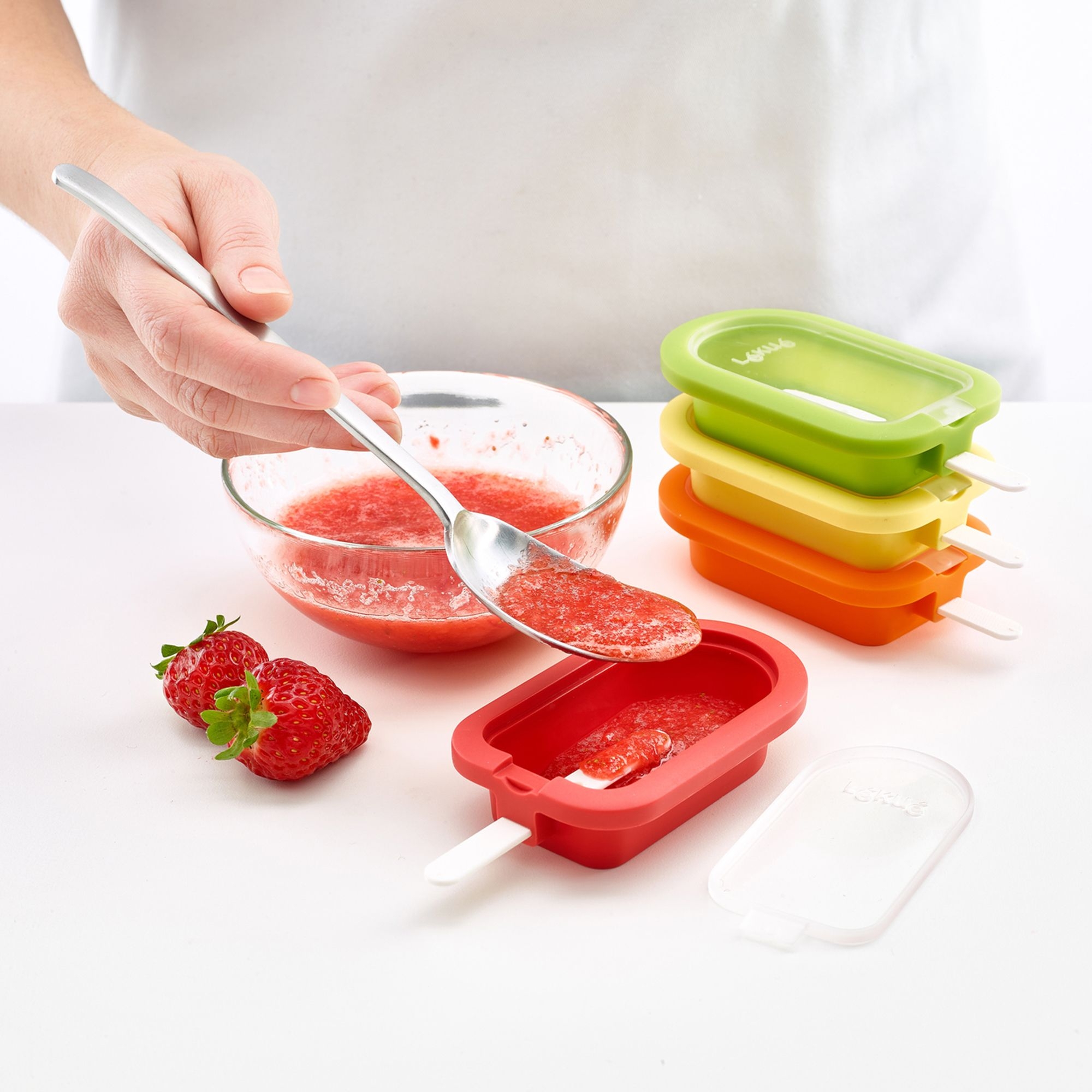 Lékué - Stackable mini popsicle molds, set of 4 colored