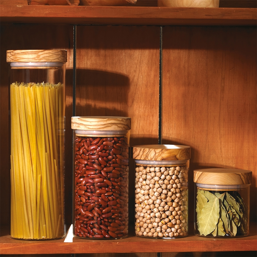 Berard container glass olive wood lid 400ml Berard container glass olive wood lid 400ml