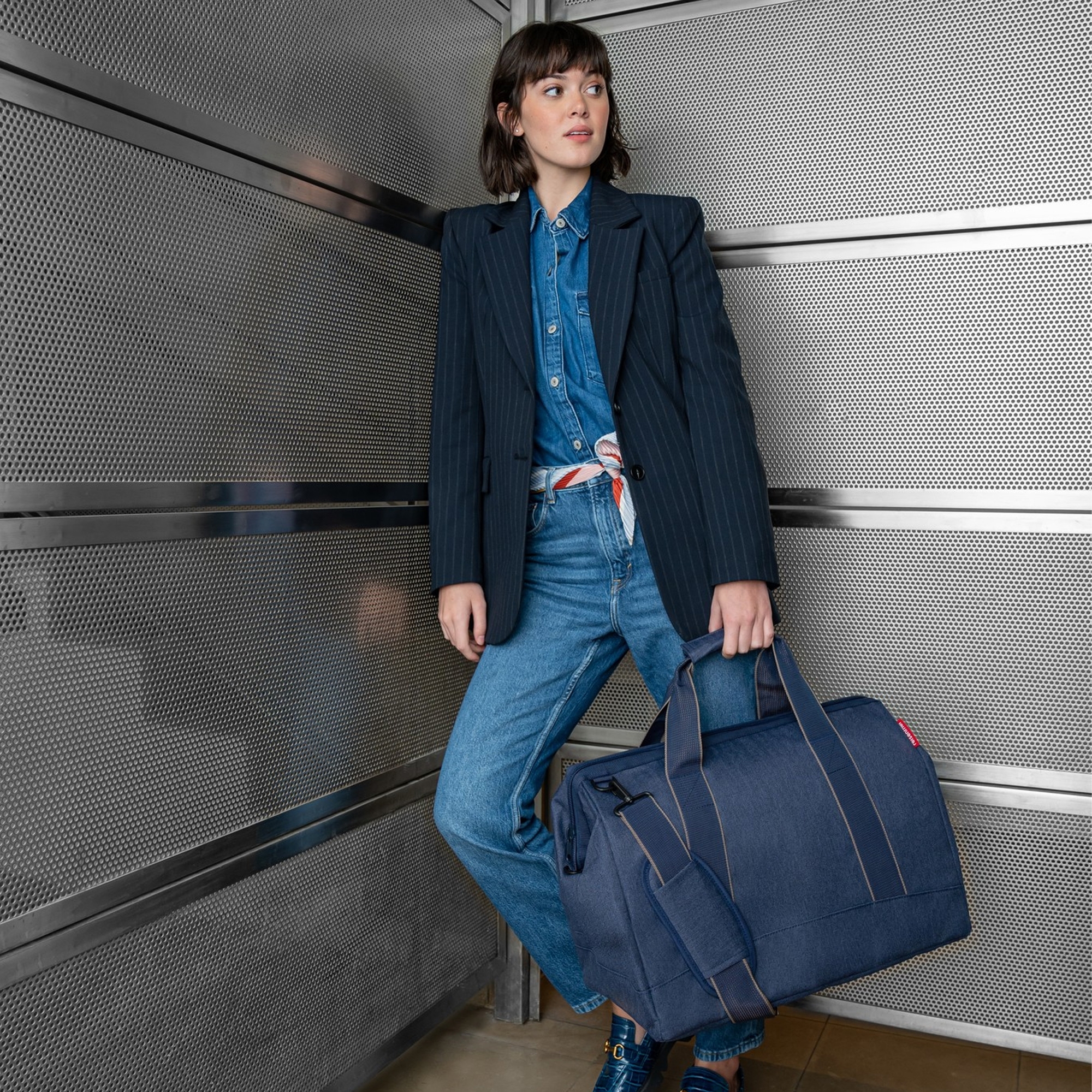 reisenthel - allrounder L - herringbone dark blue reisenthel - allrounder L - herringbone dark blue