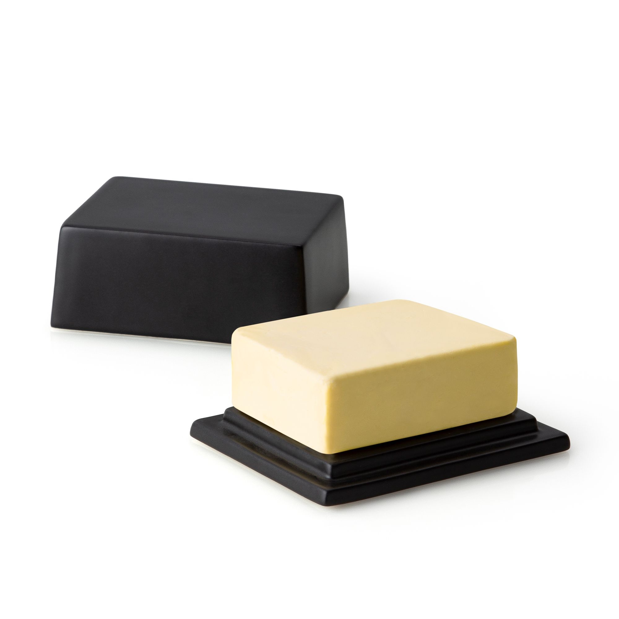 Continenta - Butterdose aus schwarzer Keramik Continenta - Butterdose aus schwarzer Keramik