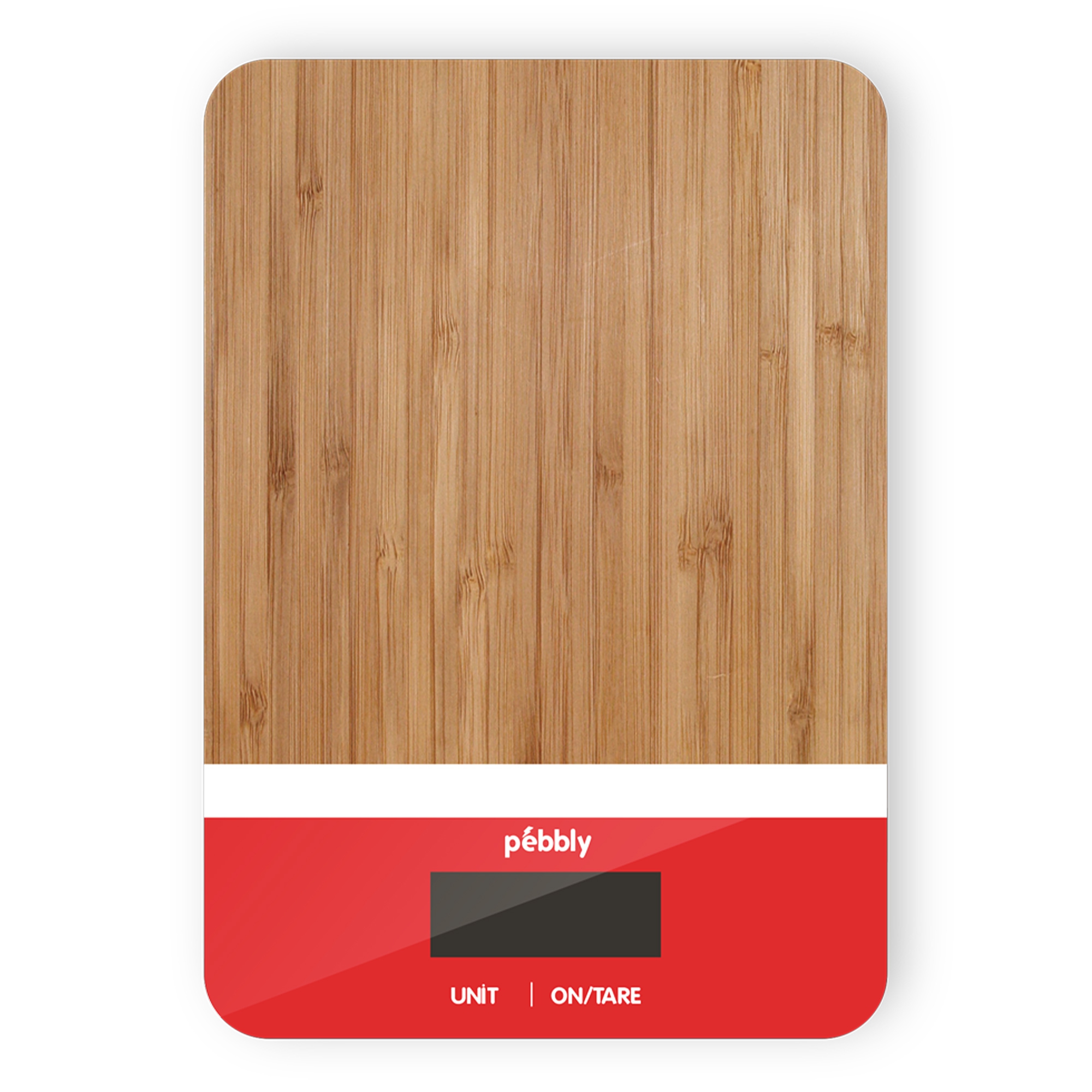 Pebbly - Rectangular bamboo kitchen scale  - Red