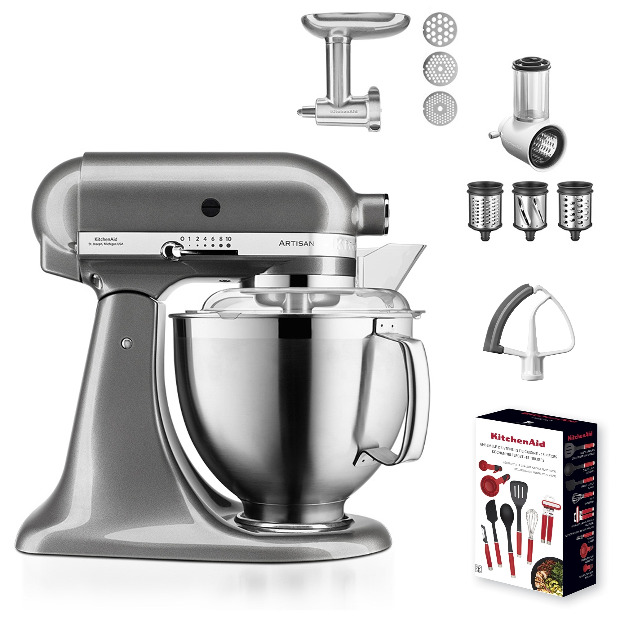 KitchenAid - Artisan Stand Mixer 5KSM185PS - Set - medallion silver