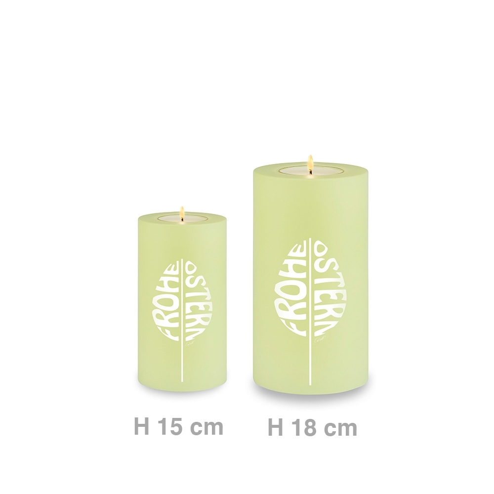 Qult Farluce Trend - Tealight Candle Holder - Lime "Happy Easter"